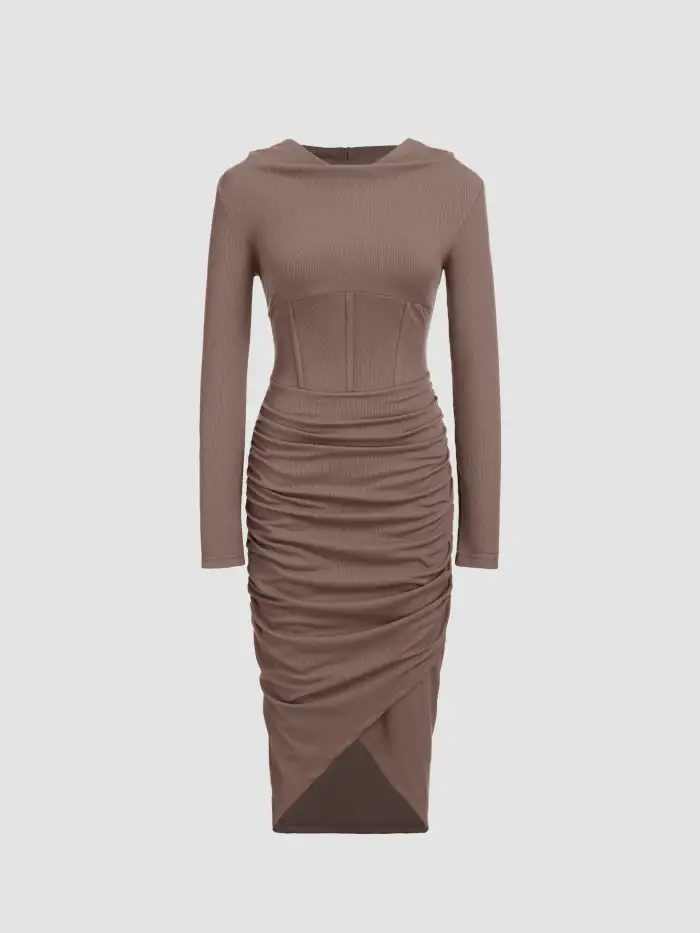 sexy ladies in tight dresses New Style Sexy Women Dress Solid Color Red Green Long Sleeve Tight Dre