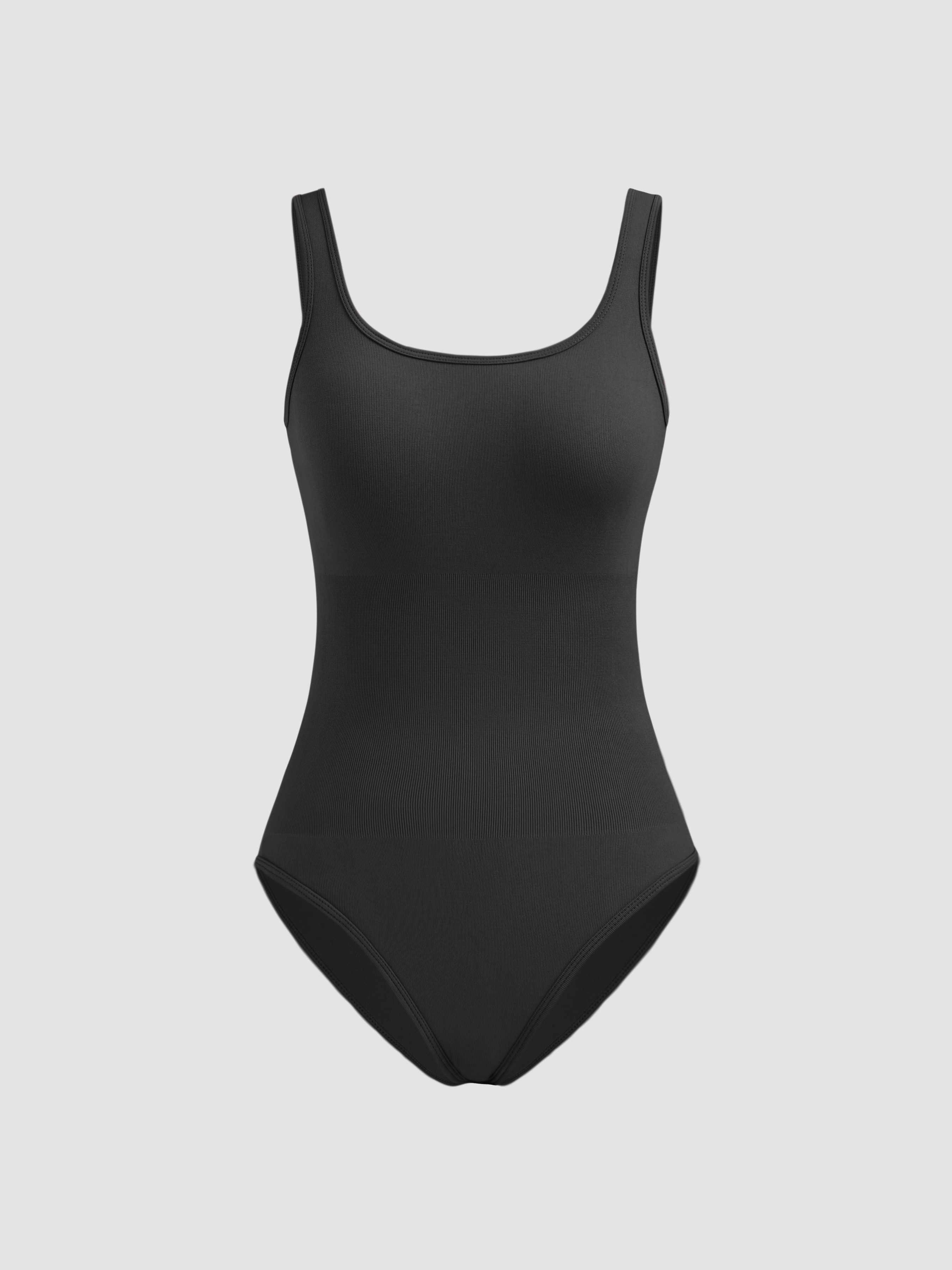 Knit Fabric Round Neck Ribbed Bodysuit For Daily Casual School Picnic ...