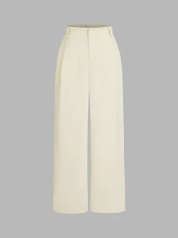  Cordhose mit hoher Taille und solidem weitem Bein