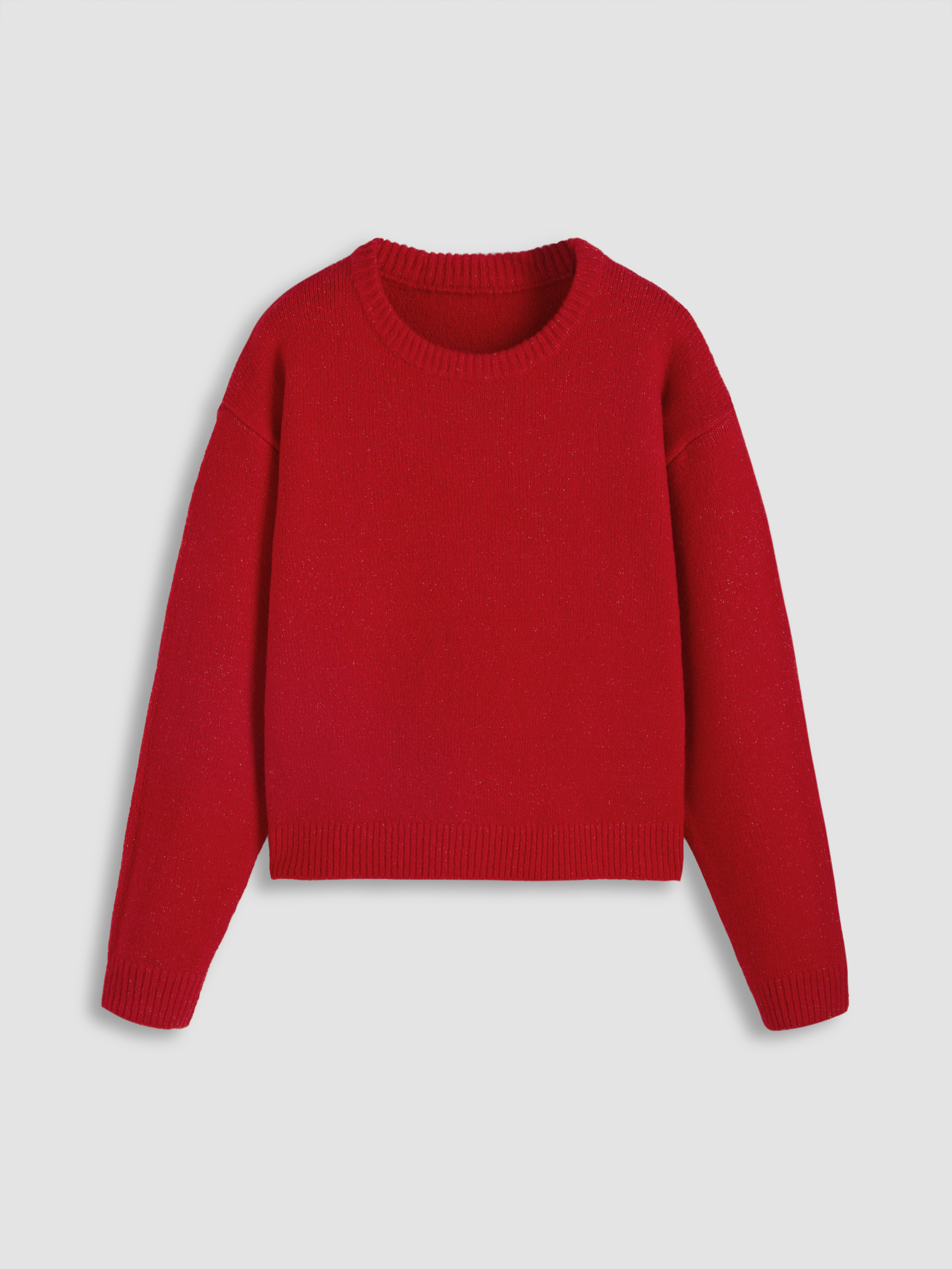 Fall Sweater Basic & Thermal Preppy Knit Fabric Round Neck