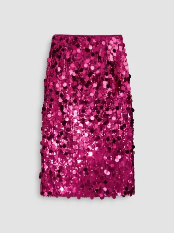  Pailletten Mittlere Taille Split Midi Rock