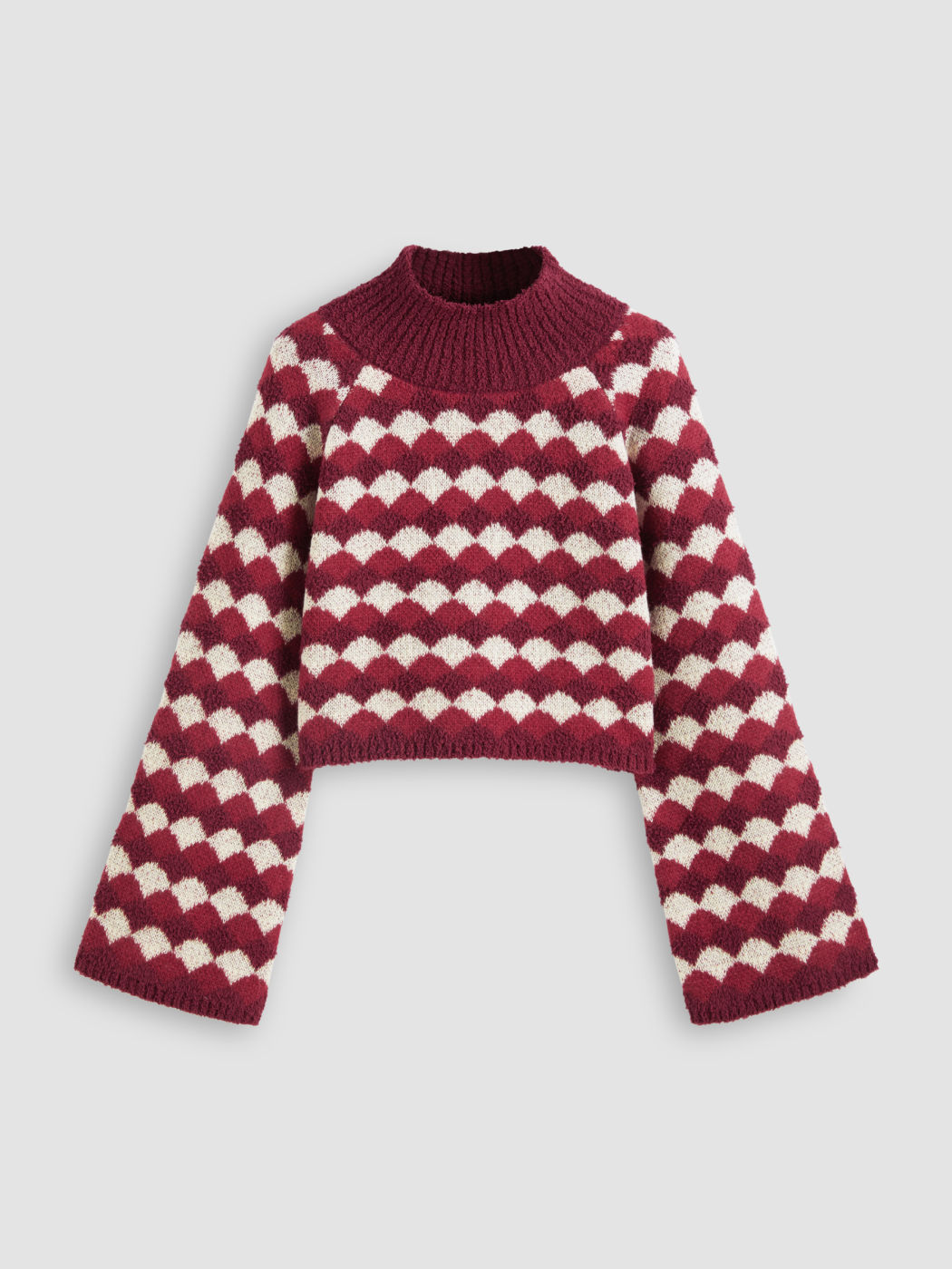 Wool-blend Geometric High Neck Sweater - Cider