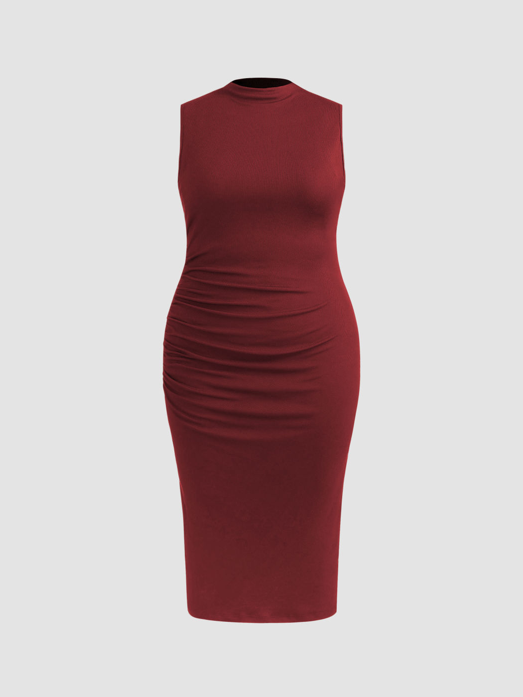 High Neck Ruched Midi Dress Curve & Plus