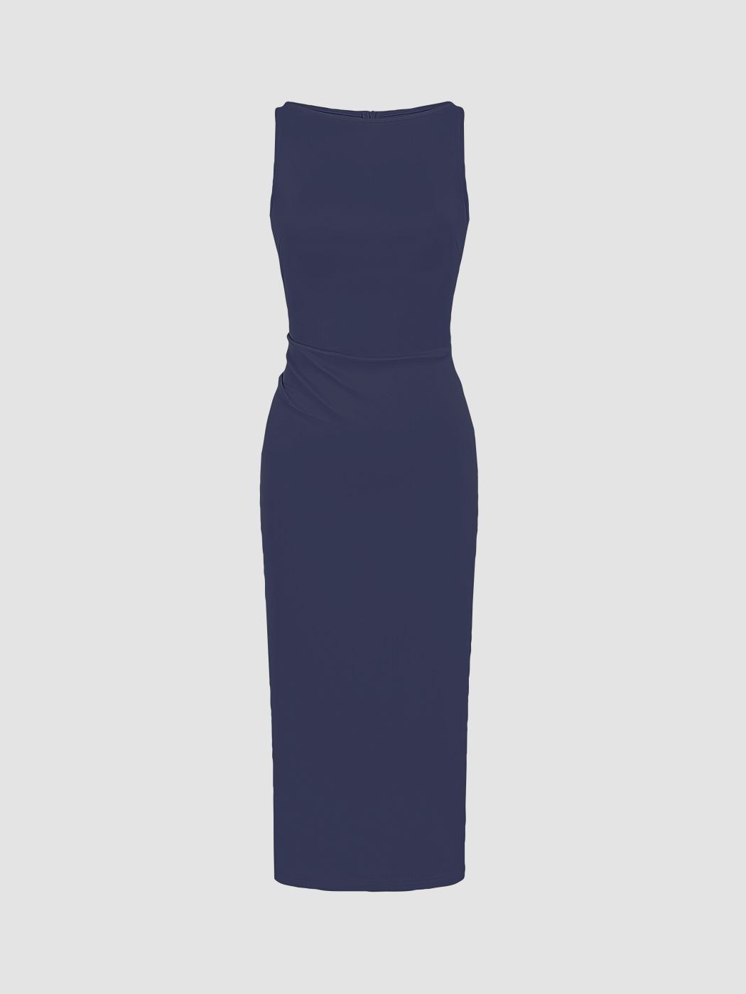 Jersey Einfarbener Ärmelloser Reißverschluss-Midikleid