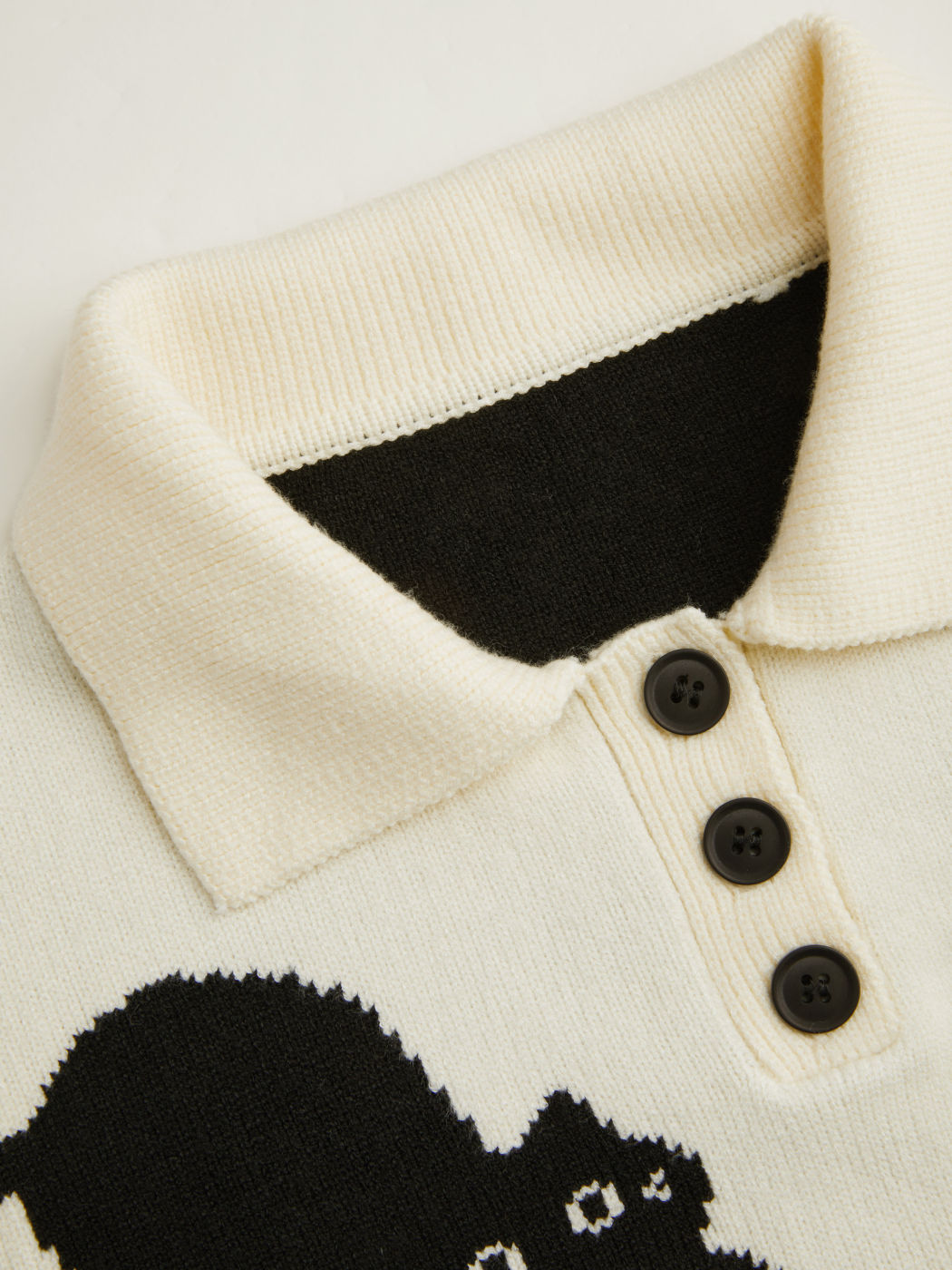 Knit Fabric Knit Polo Cat Knitted Long Sleeve Top For Daily Casual School