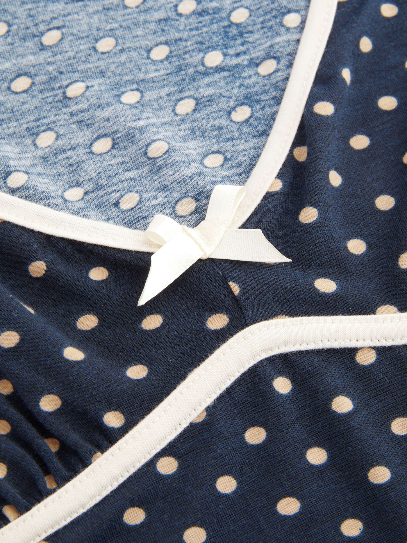Knit V-neck Polka Dot Bowknot Midi Dress