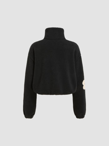 Fleece Fleece Stand Neck Flower Pattern Zipper Jacket For Daily Casual ...