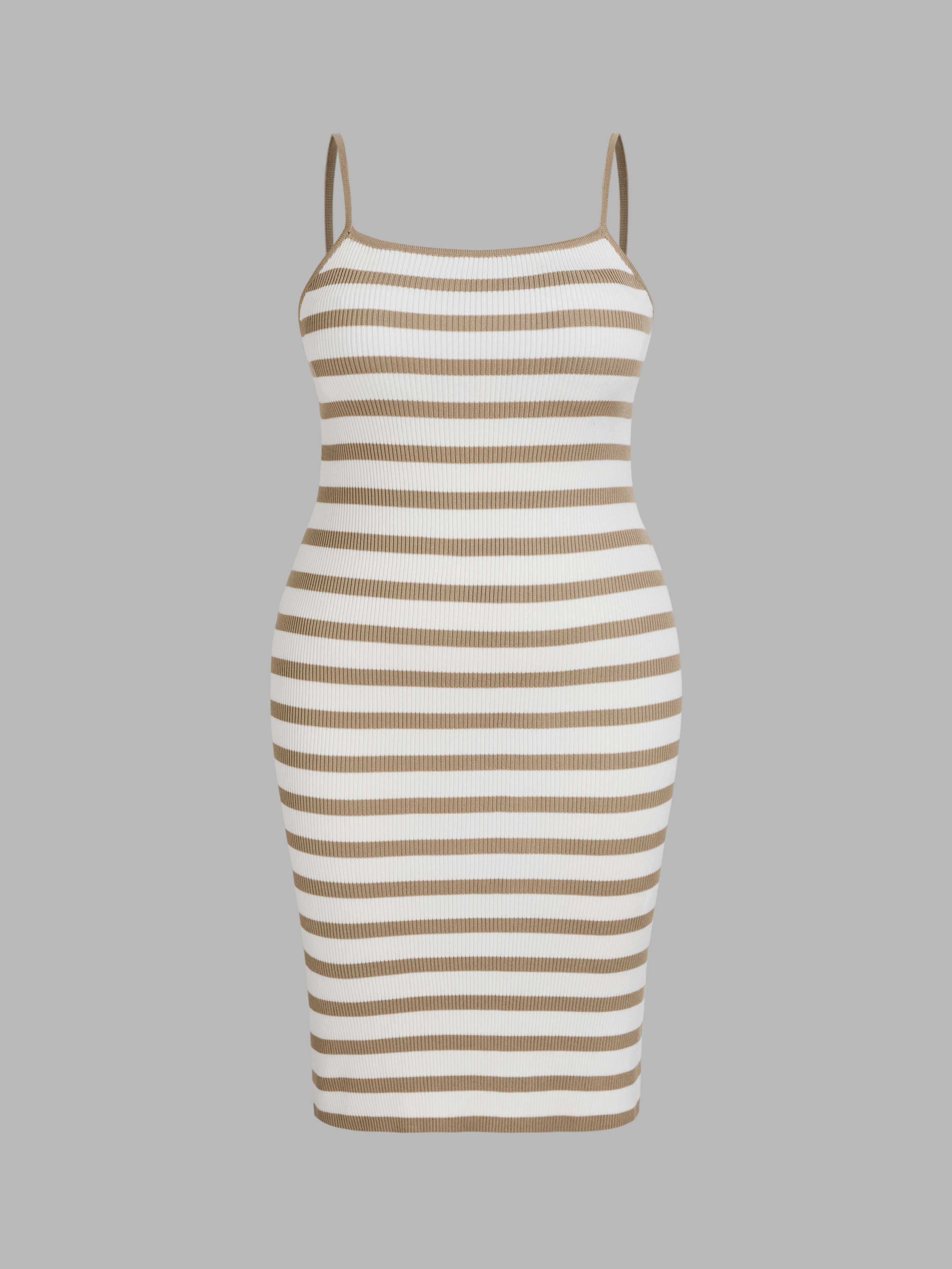 Jamaica Coffee Striped Knit Maxi Dress - Effortless Sleeveless Elegance main image 0
