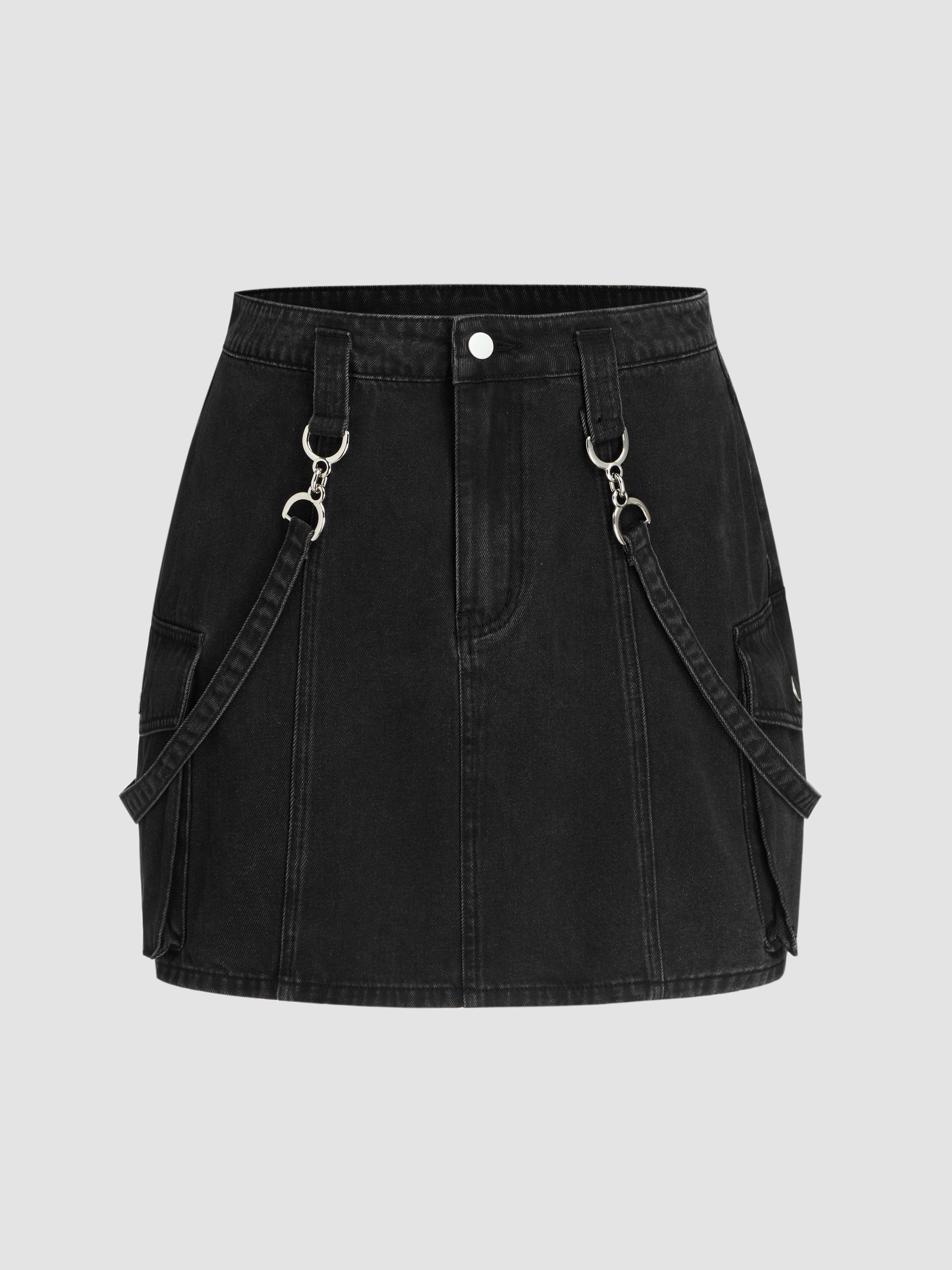 Jean Skirt Denim Mid Waist Pocket Cargo Mini Skirt Curve & Plus For ...