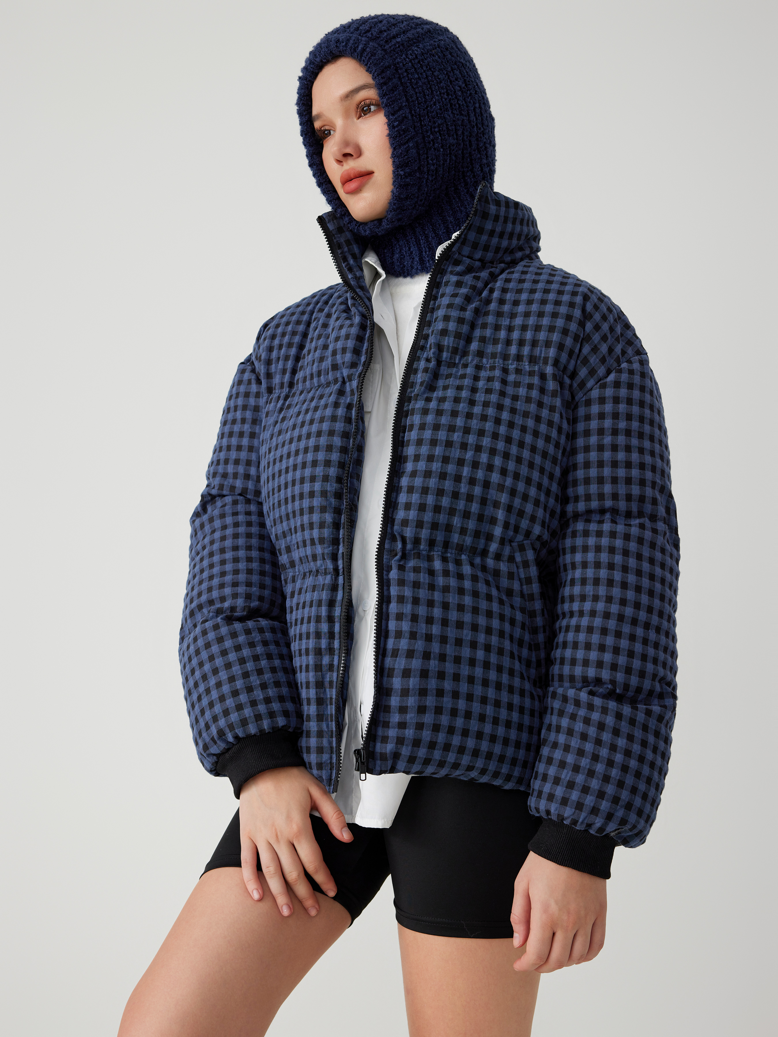 Checkered sales puffer jacket