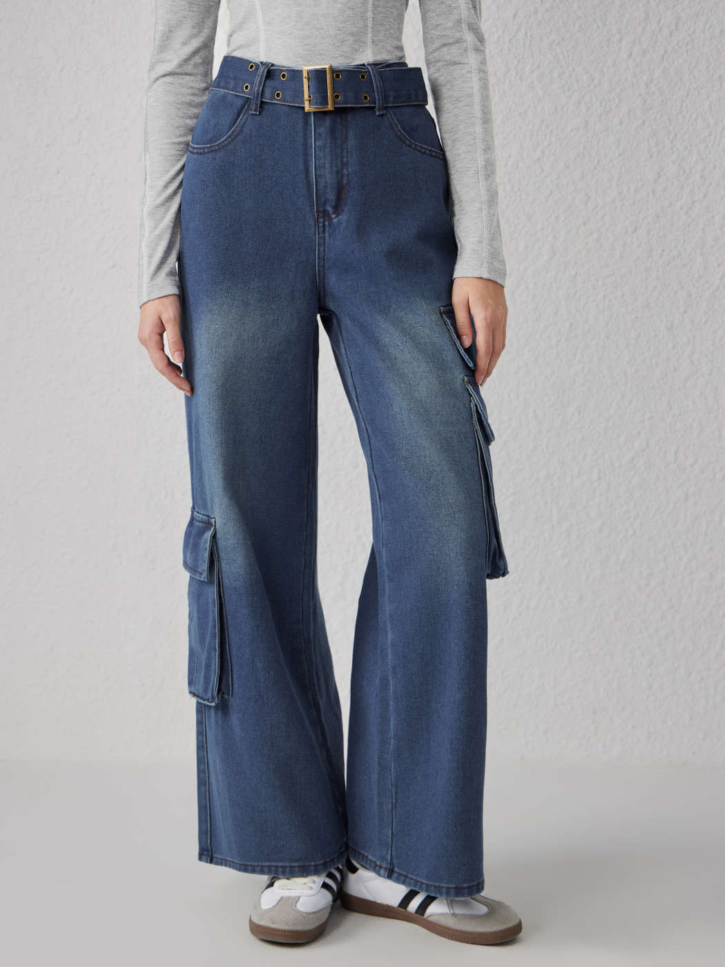BELTED CARGO BELL BOTTOM PANT