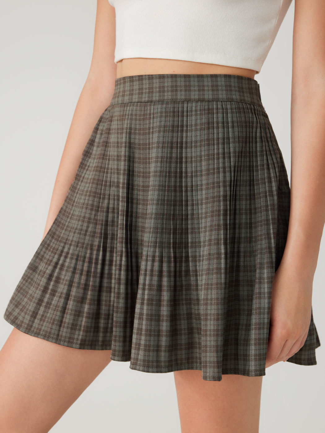 Plaid Low Waist Pleated Zipper Mini Skirt For Coffee Shop School
