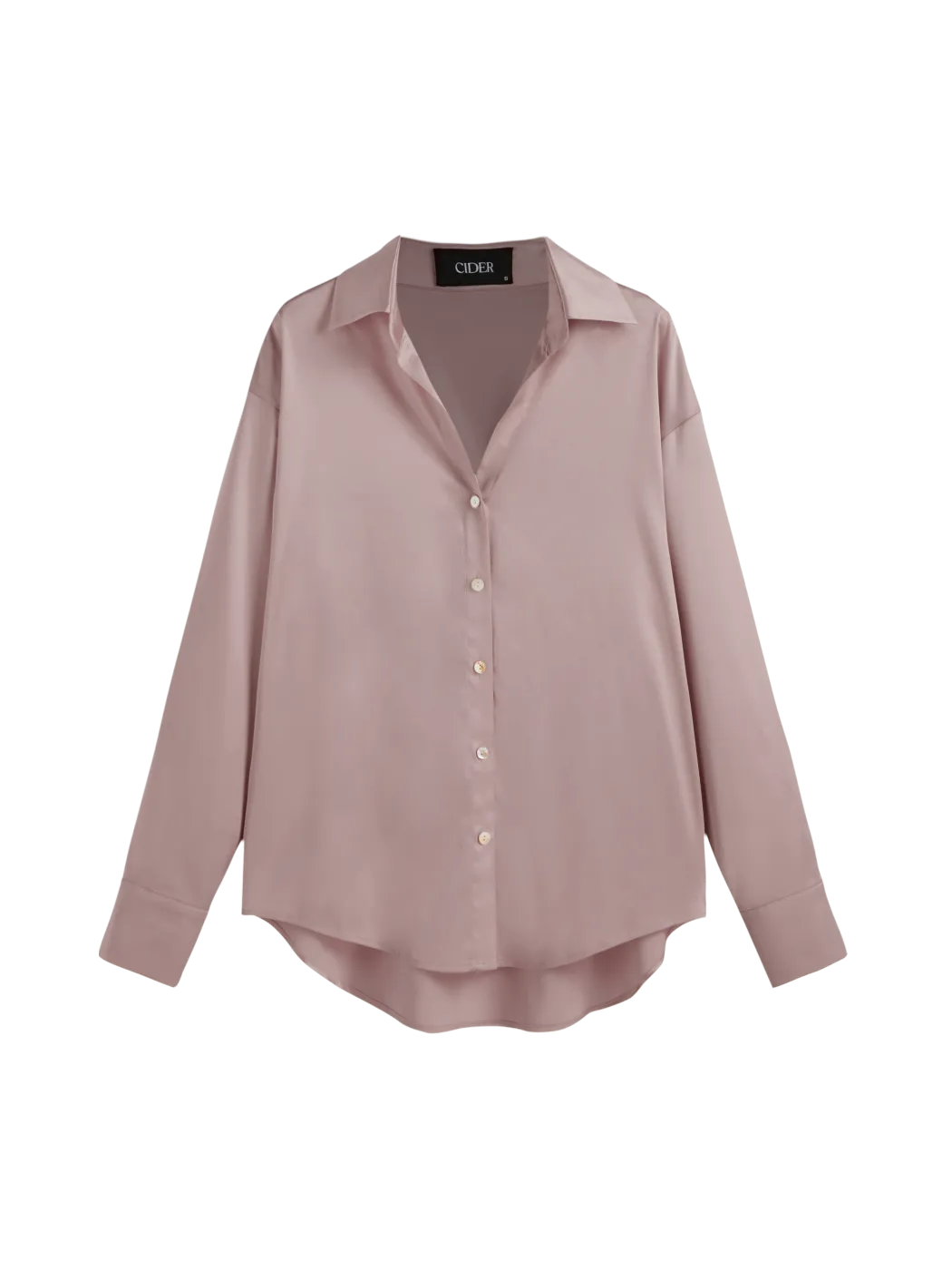 Satin Collar Solid Button Long Sleeve Shirt