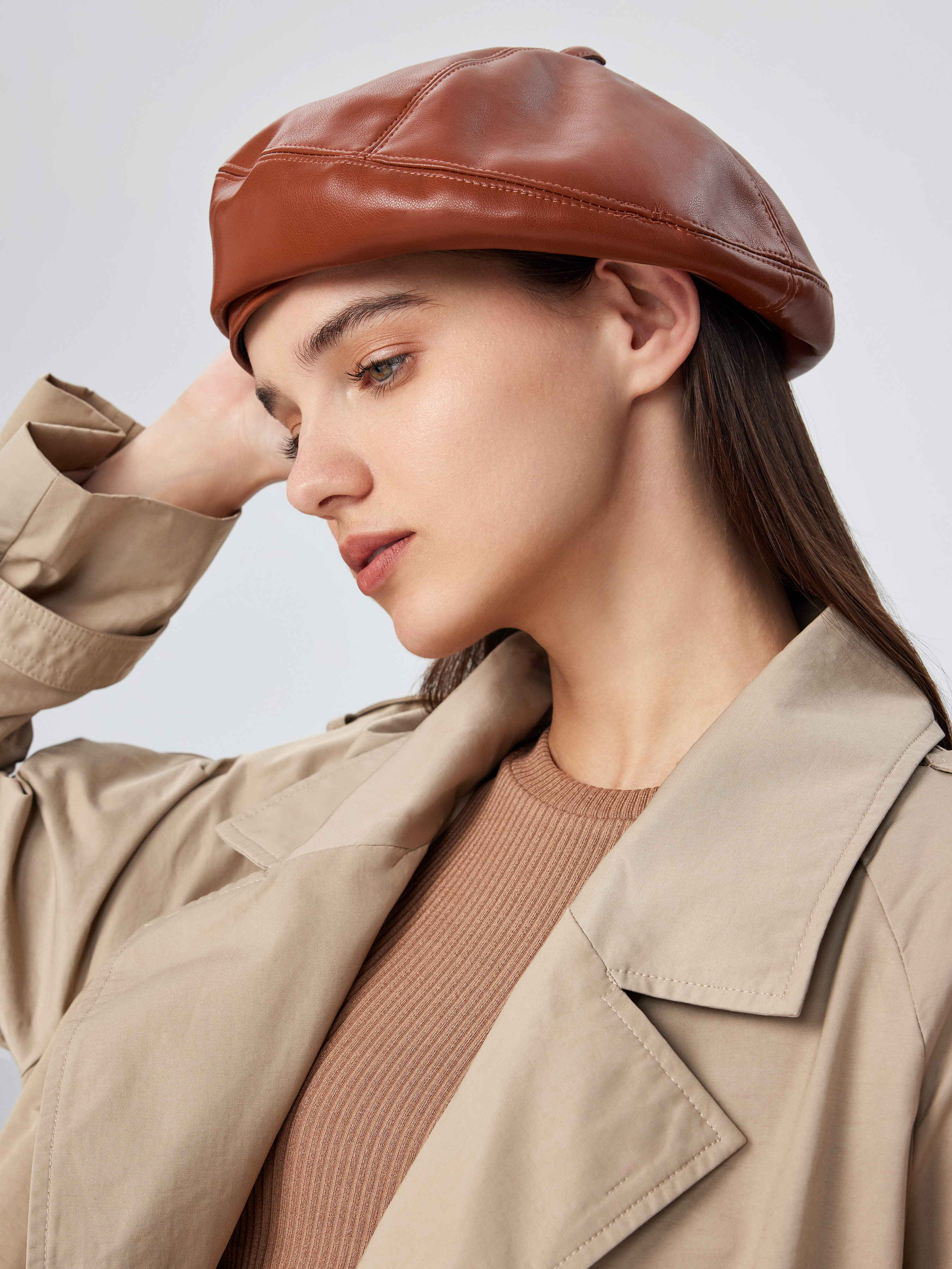 Faux leather hot sale beret hat