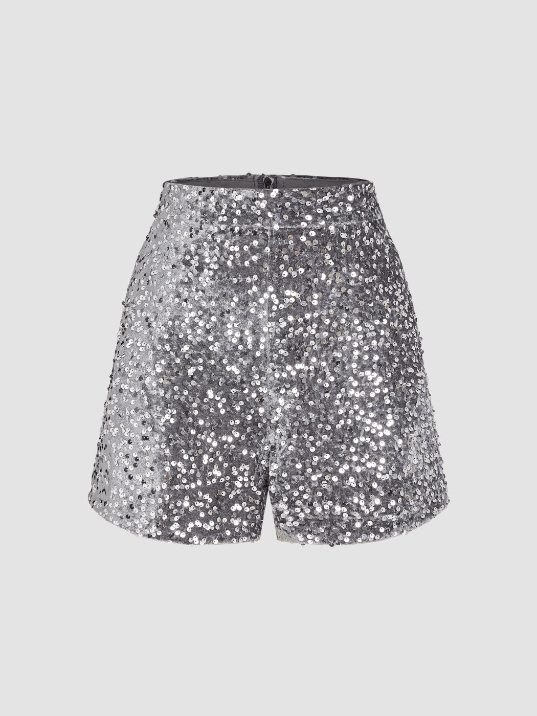  Pailletten Hohe Taille Solide Shorts