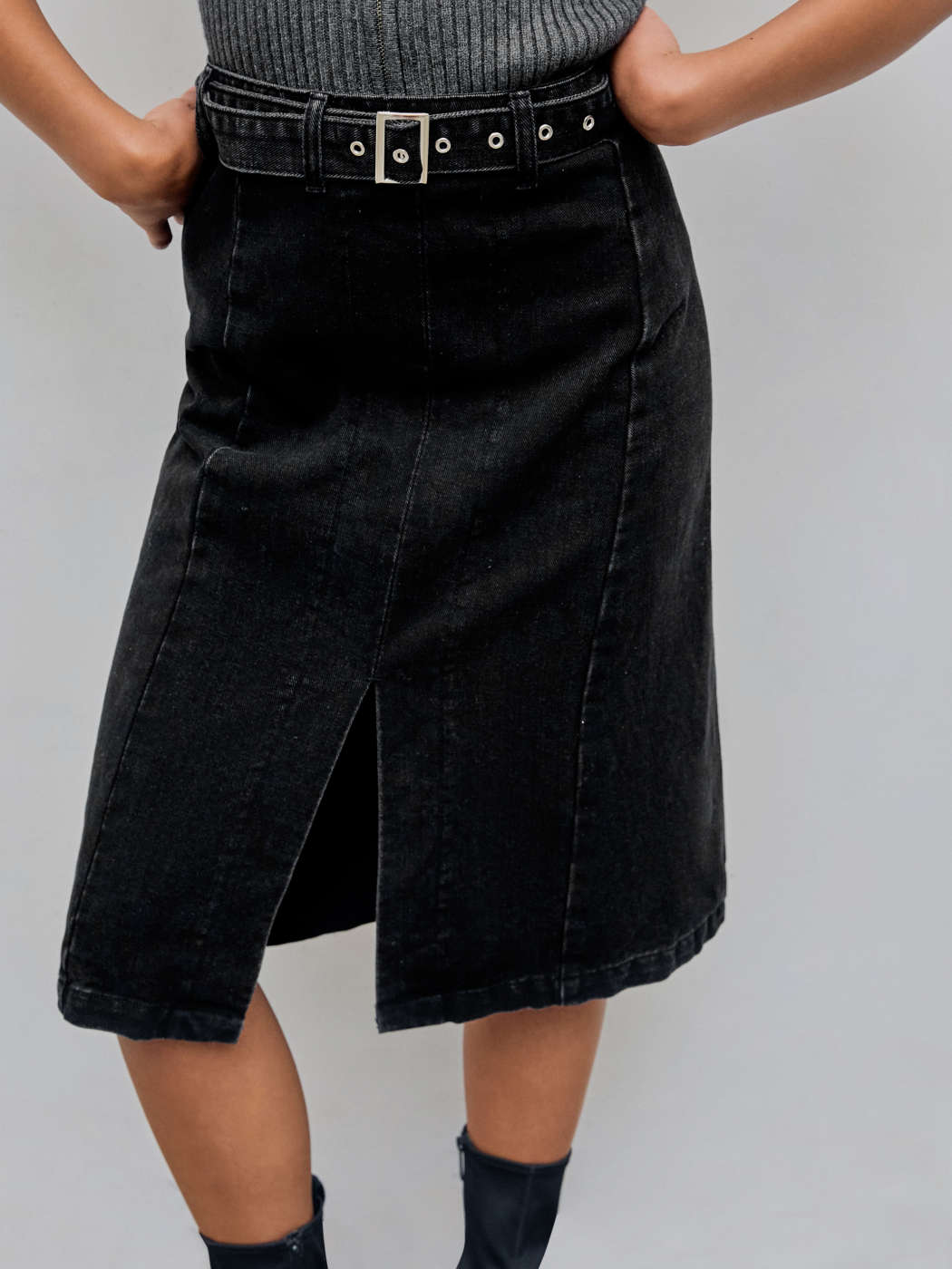 Jupe noir en jean taille haute online