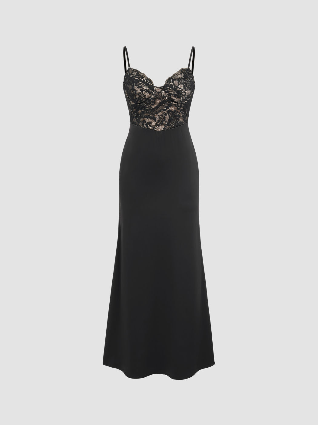  V-Ausschnitt Spitzenkorsett Maxikleid
