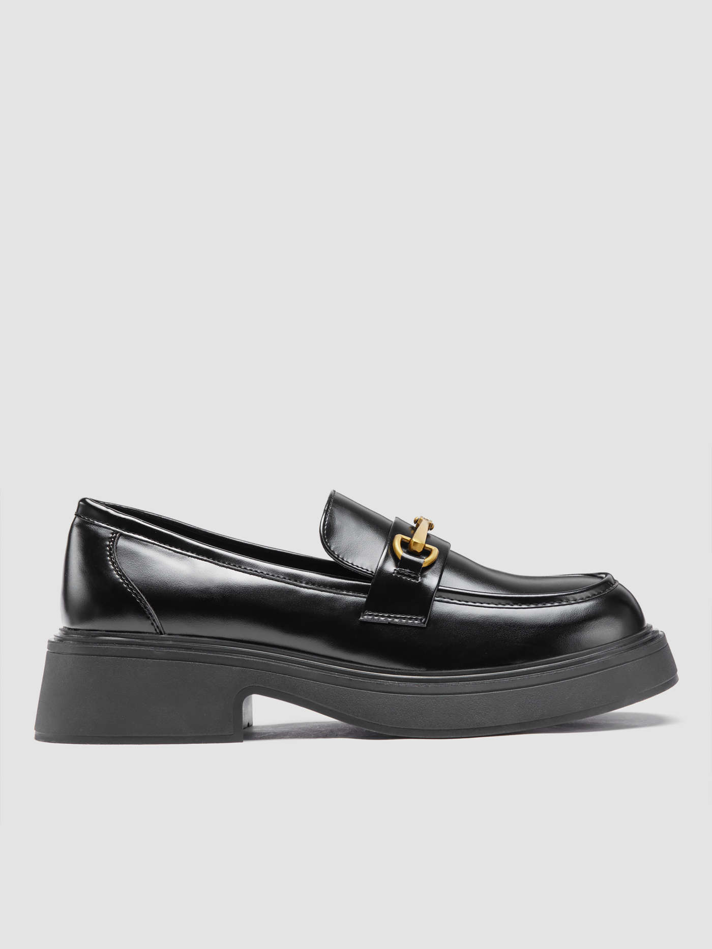 FAUX LEATHER BUCKLE ROUND TOE LOAFERS For School Daily Casual Exhibition Coffee Shop Outdoor Work