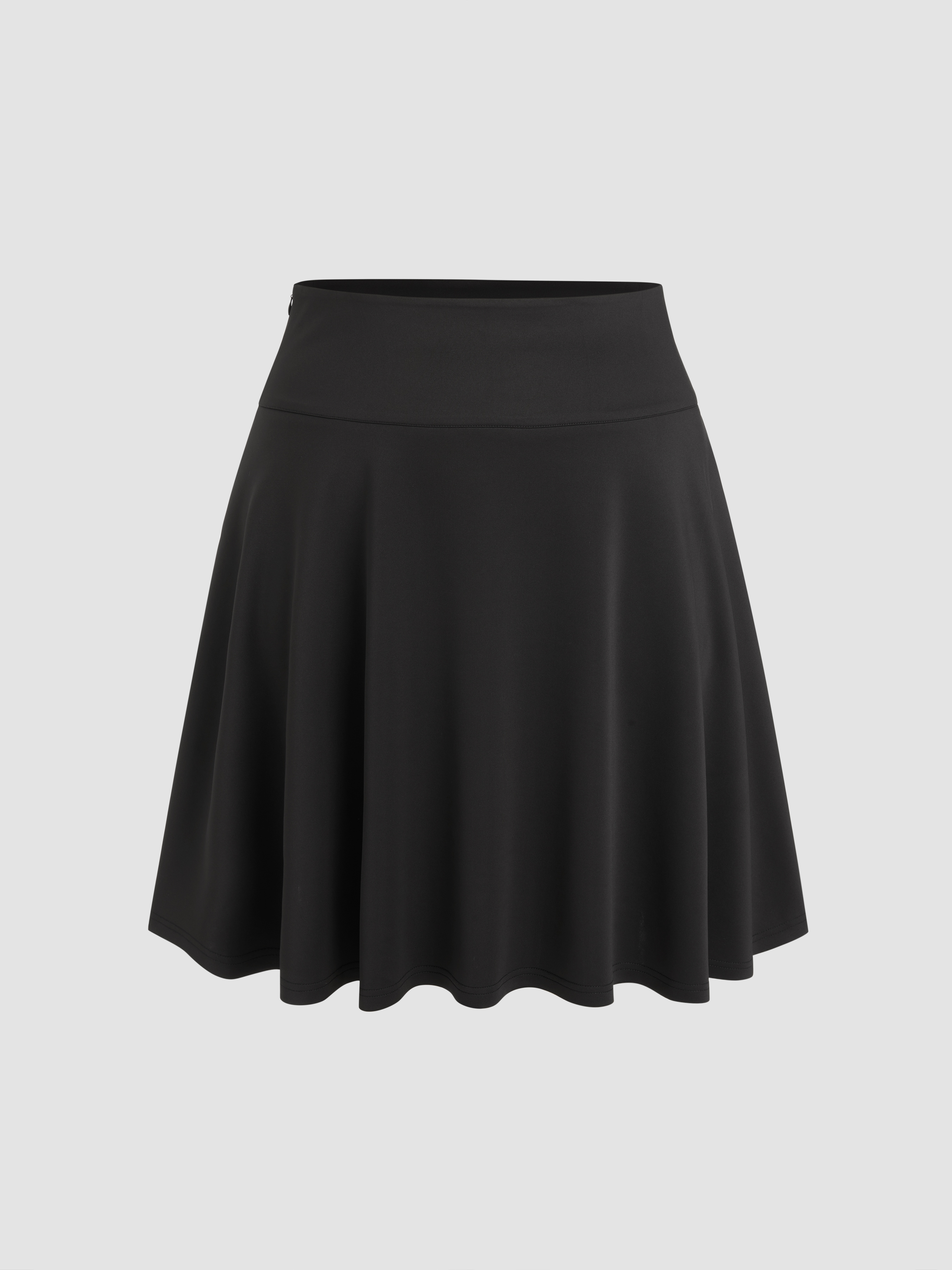 Satin Mid Waist Solid Mini Skirt Curve And Plus Cider