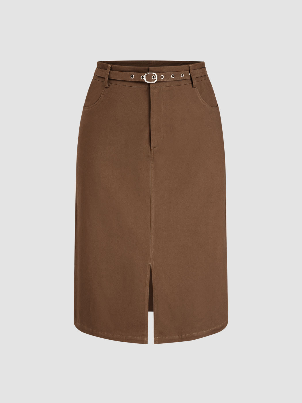 Belted Split Midi Skirt Curve & Plus