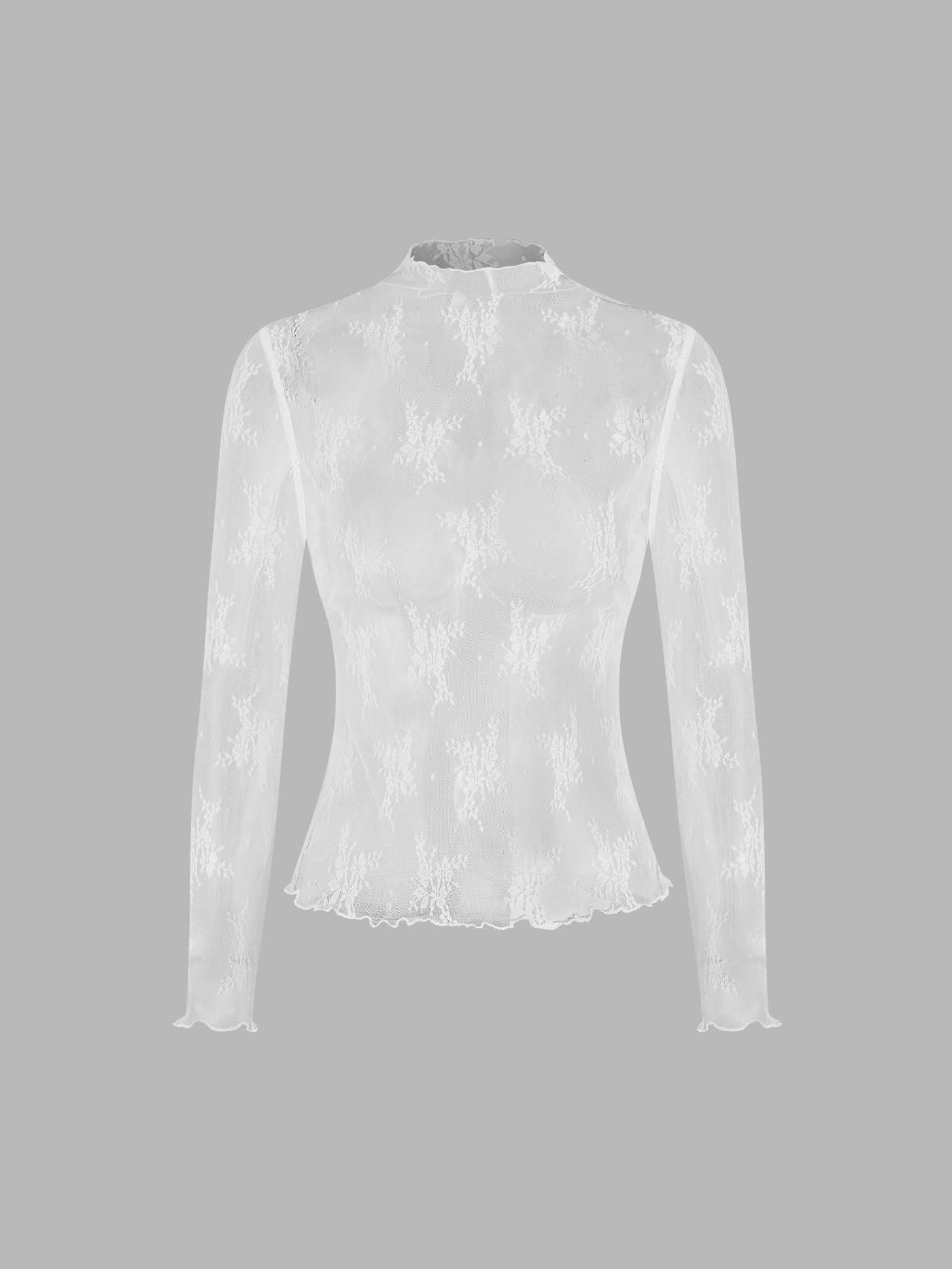Lace High Neck Lace Long Sleeve Top