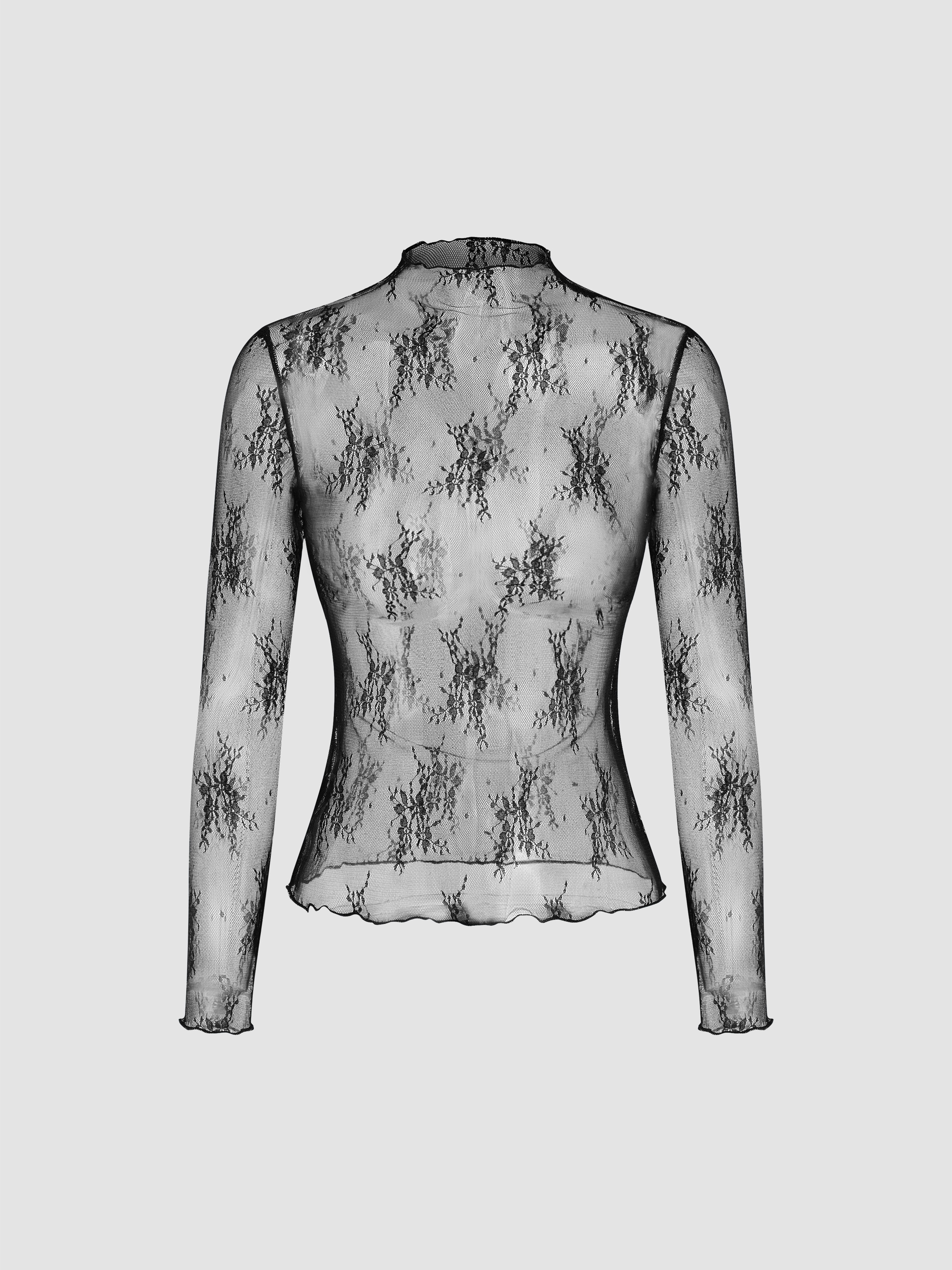 トップス Dot lace see-through top (high neck) Dot lace see-through top (high neck) – POPPY