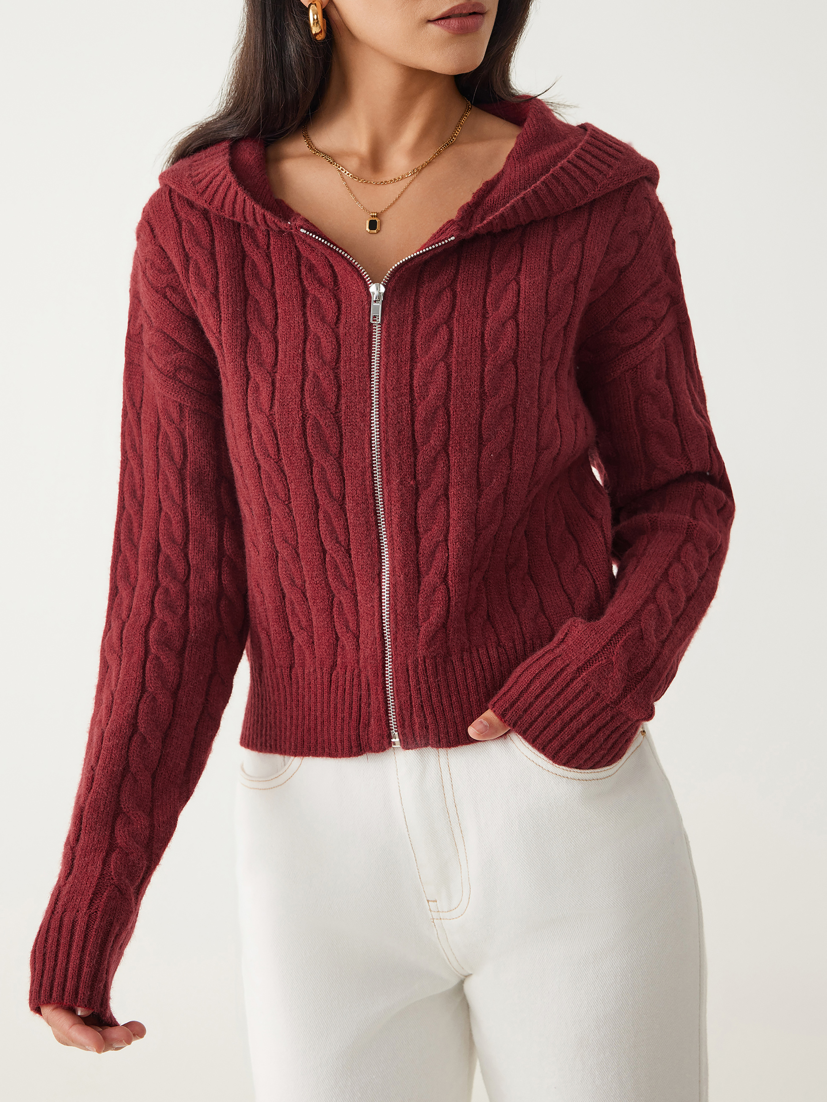 Fall Cardigan Fall Sweater Knit Fabric Solid Knit Polo