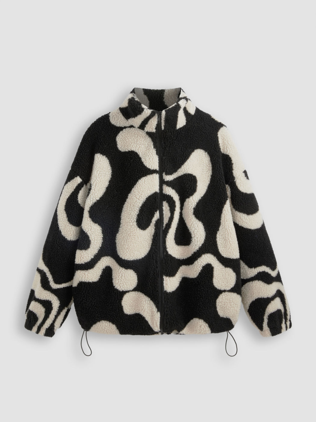 Oversized Bedruckte Fleece-Reißverschlussjacke