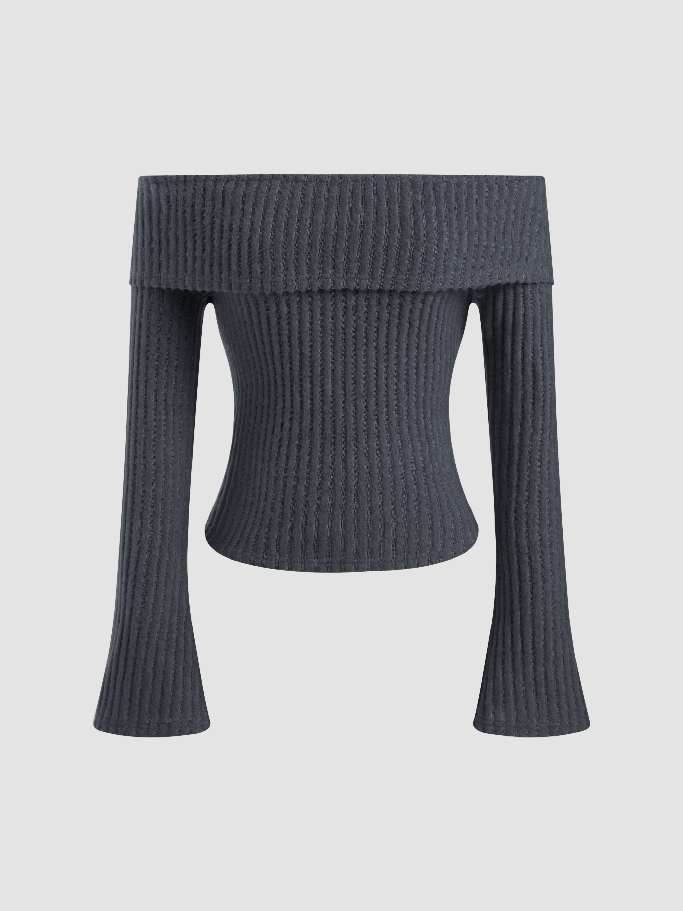 【Raucohouse】Daisy off-shoulder ribbed long sleeve Off-Shoulder Ribbed Long Sleeve Pullover Sweater – Jupiter
