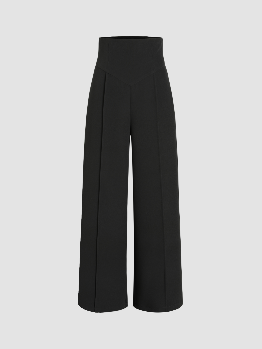 Petite Solid High Waist Knitted Wide Leg Trousers