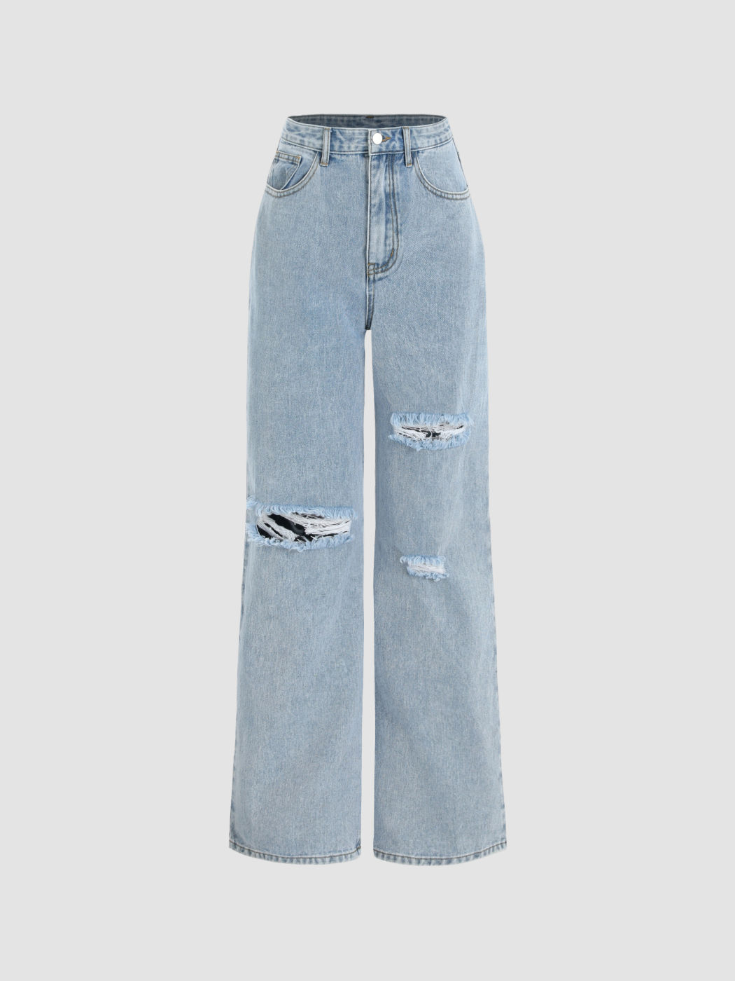 Petite Denim Classic Ripped Straight Leg Jeans