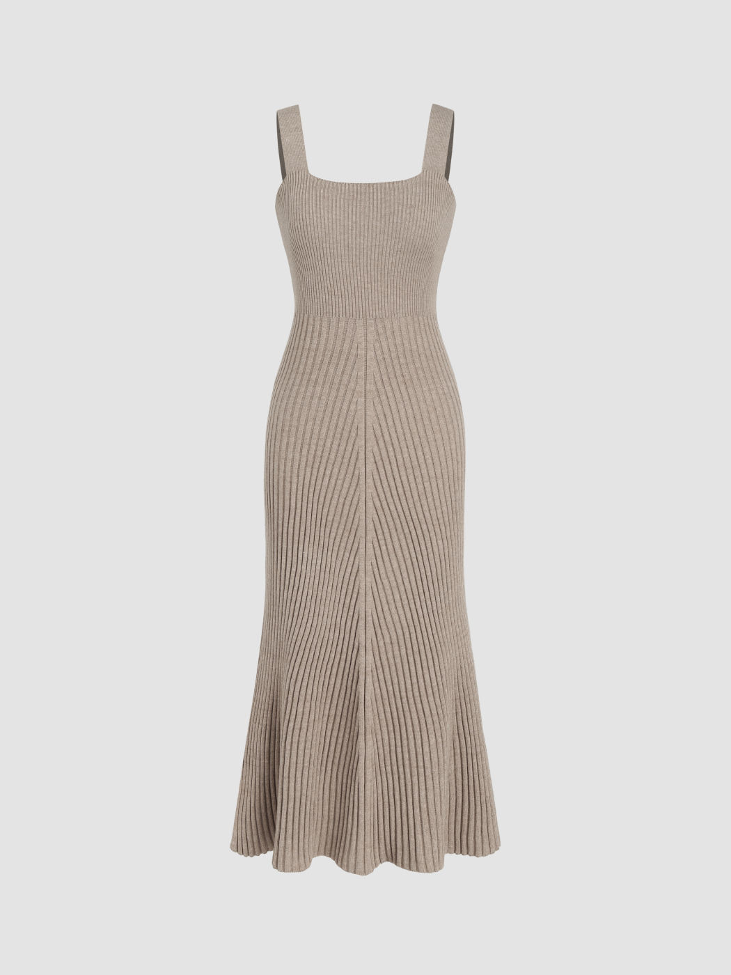 Square Neck Ruffle Knitted Midi Mermaid Dress