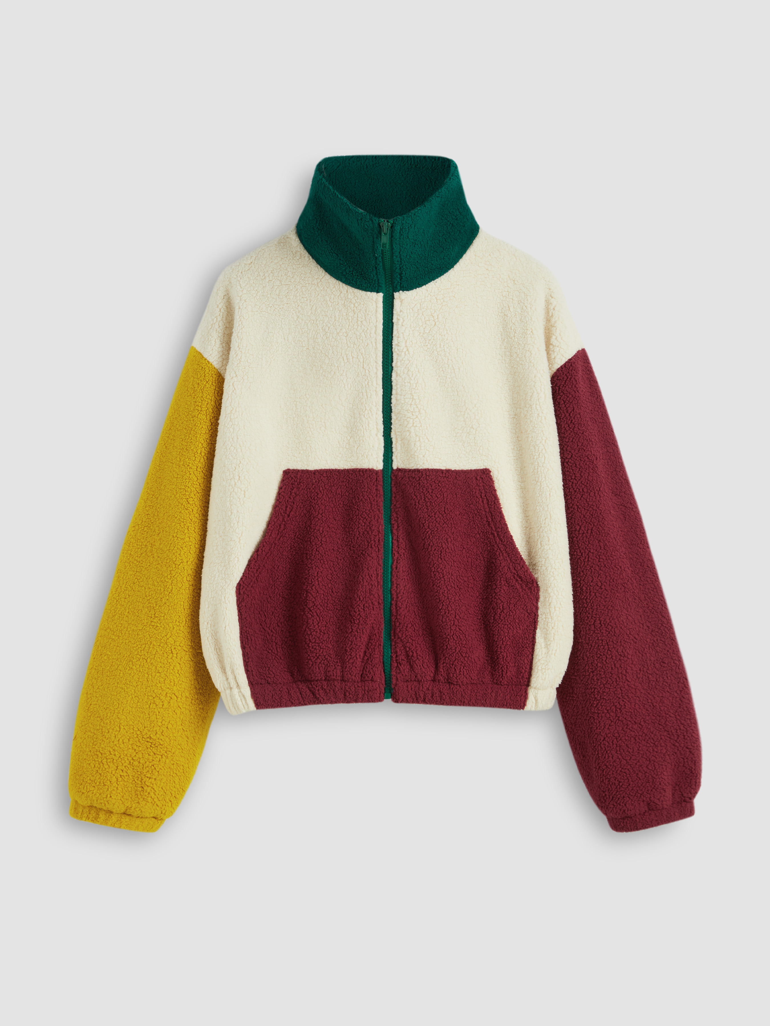 Quilted Hooded Fleece Top With Zipper Pocket main image 0