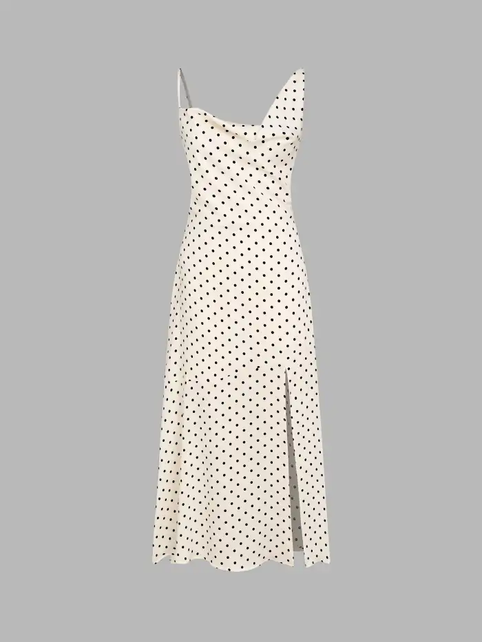 asymmetrical polka dot dress Yo Vintage: Polka Dot Asymmetrical Hemline Dress (S-M) – The Yo Store main image 0