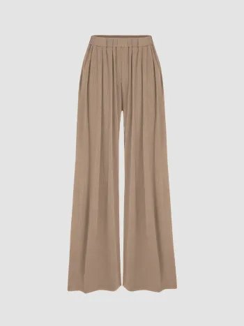 Kleine einfarbige Hose mit elastischem Bund und breiten Beinen