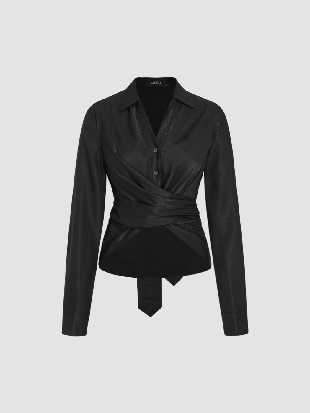  Twist-Knopf Kragen Bluse