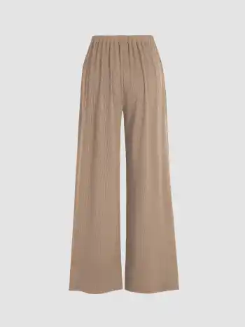 Kleine einfarbige Hose mit elastischem Bund und breiten Beinen