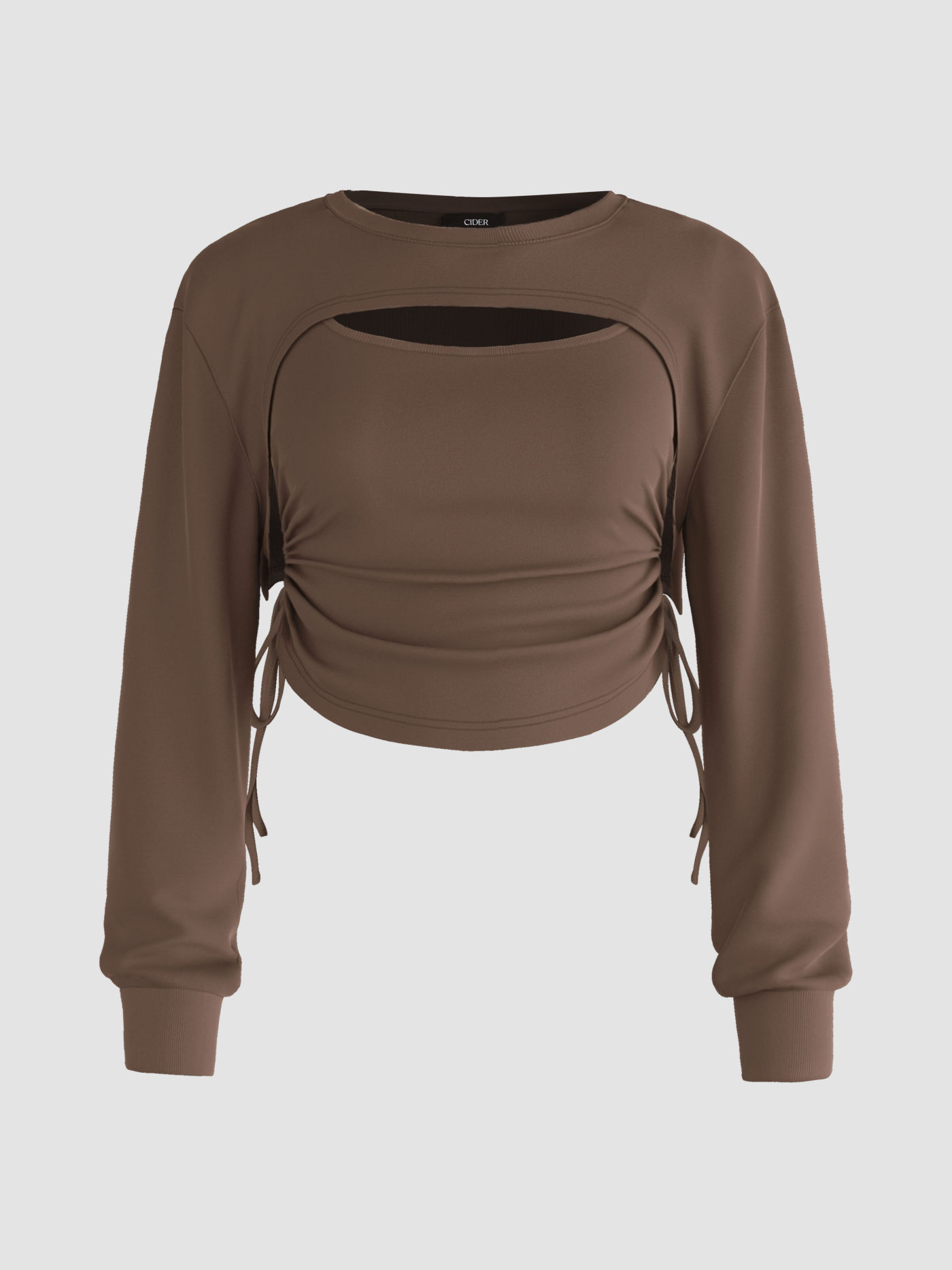 Round Neck Cut Out Knotted Sweatshirt Curve & Plus
