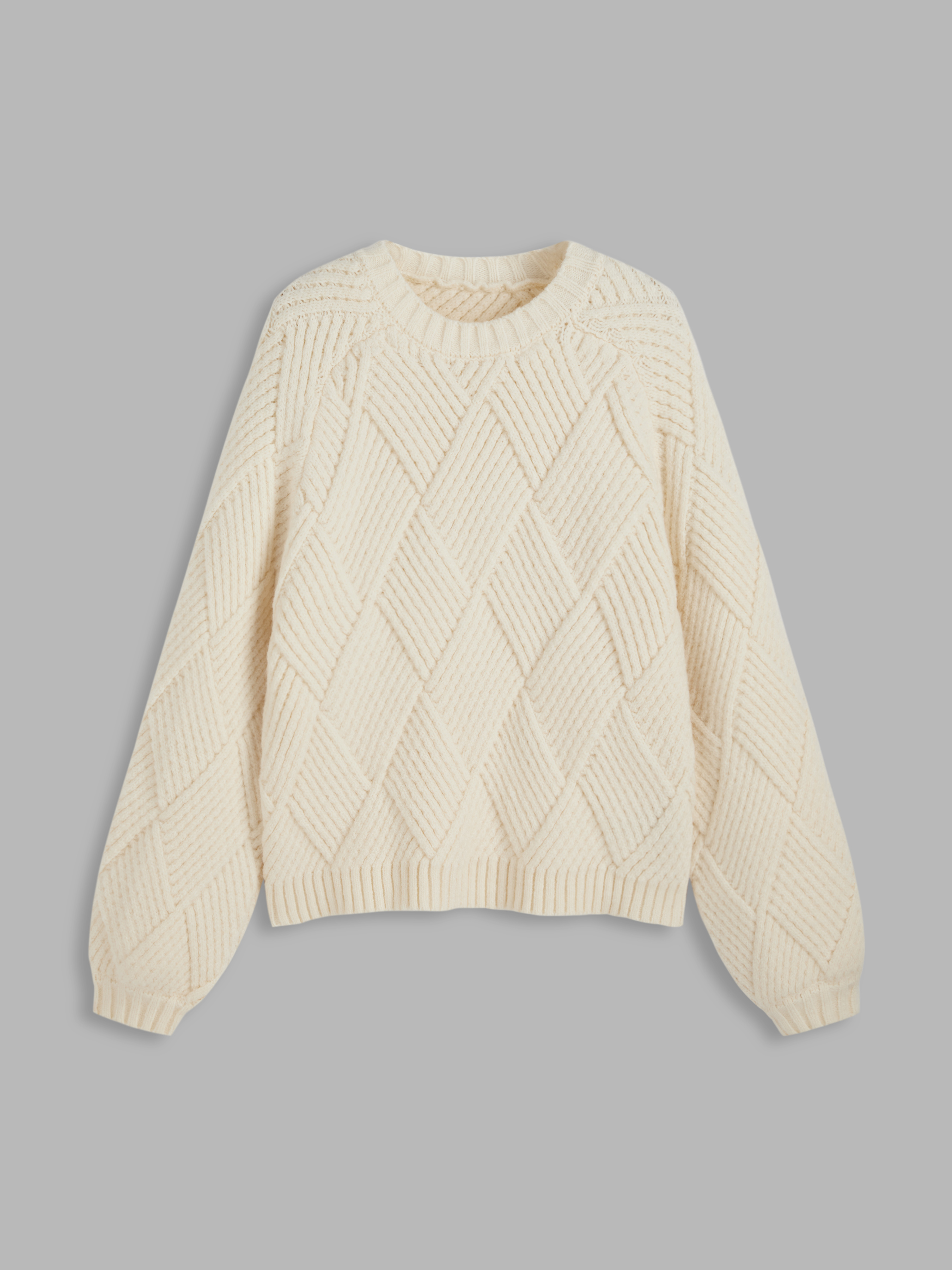 Chunky Cable Knit Round Neck Long Sleeve Top - Cider