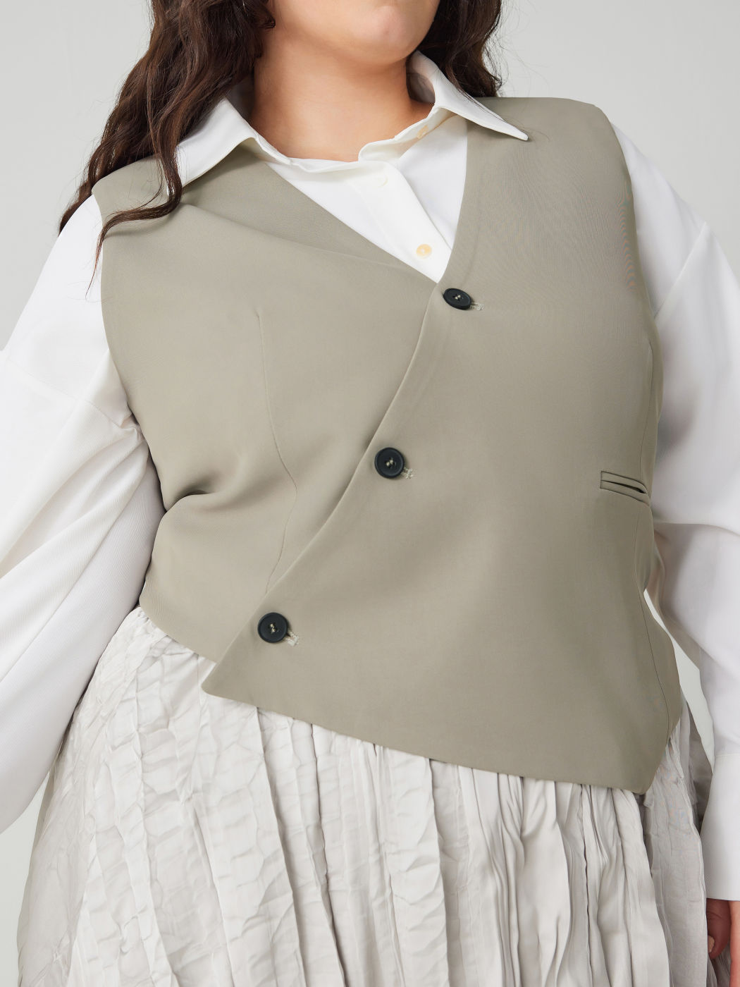 Gilet asimmetrico con scollo a V e cintura Curve & Plus