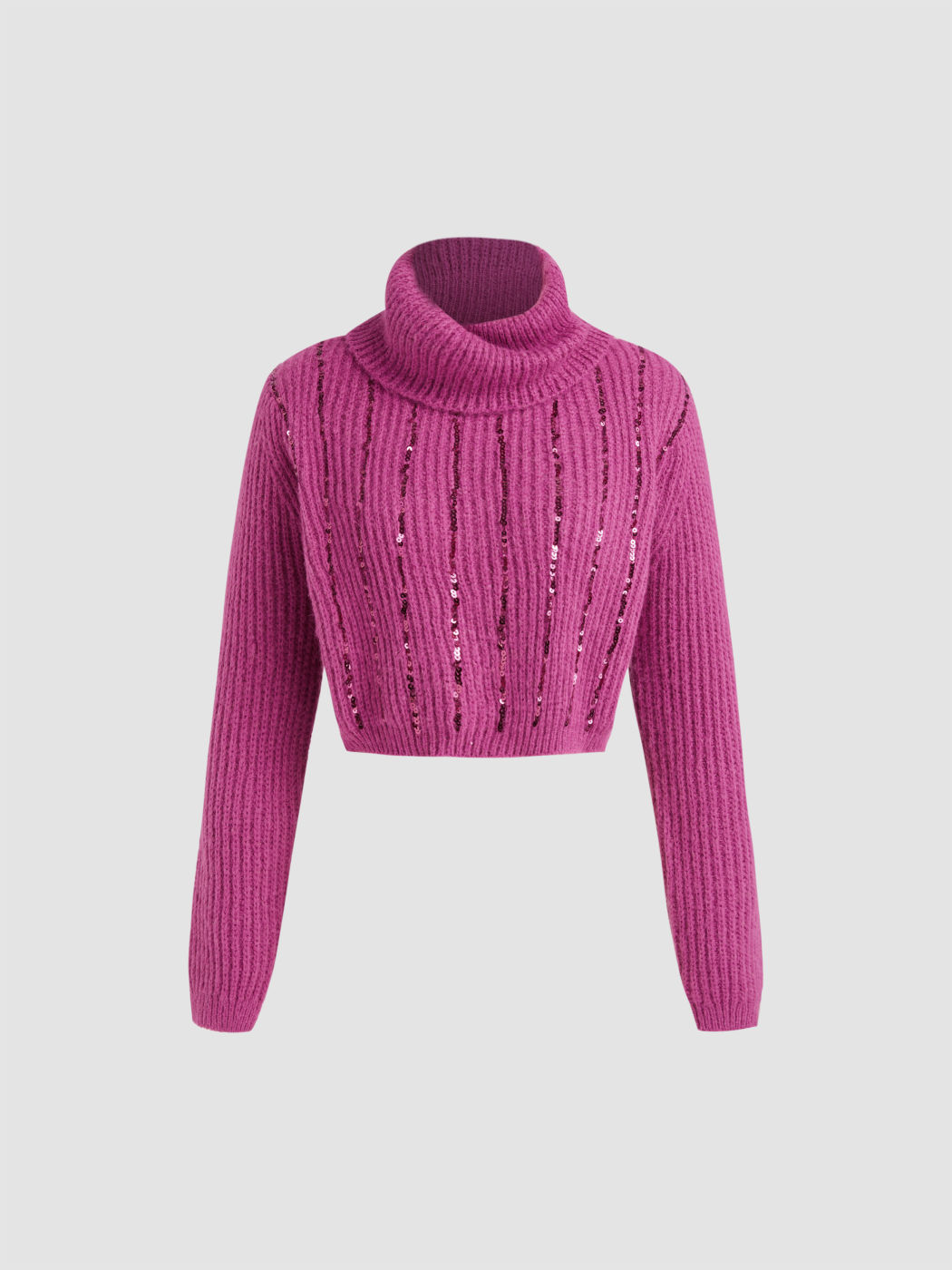 Wool-blend High Neck Sequin Stripe Knitted Top
