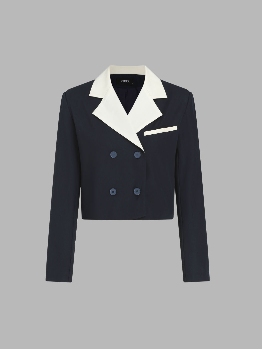  Gewebter Kragen Solid Doppelreihiger Blazer