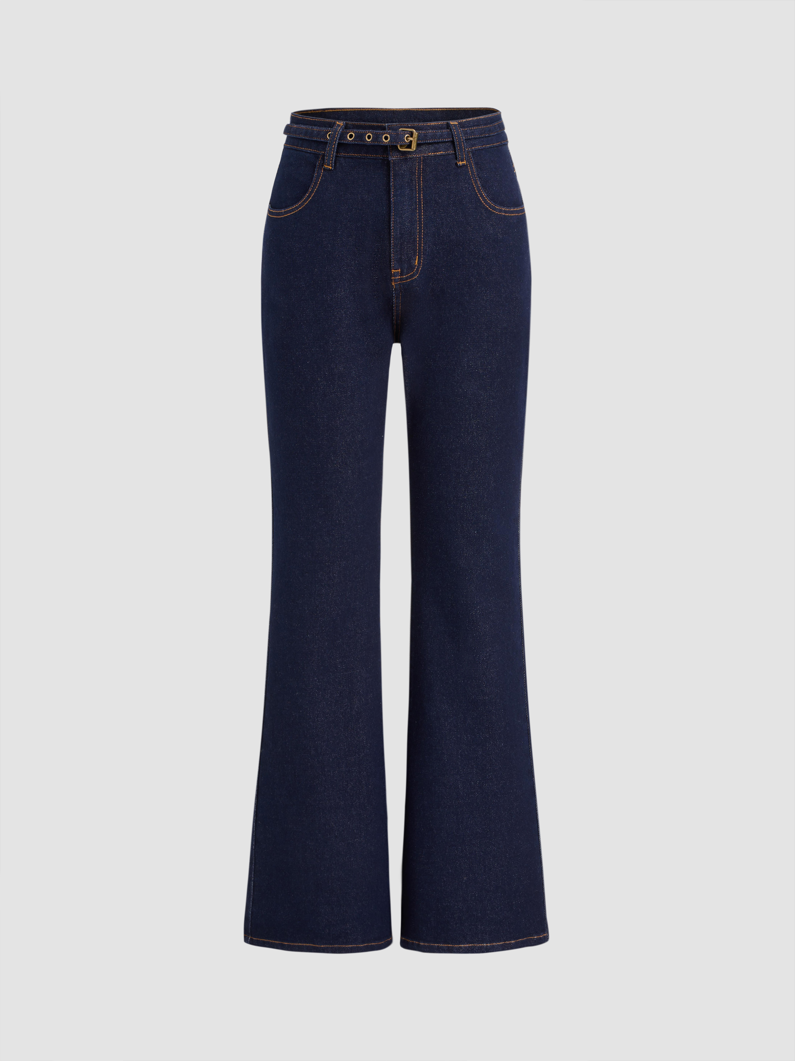 【HI FI FNK】Ferry Belted Denim Dżinsy flare regular waist | Ciemny dżins | Kobieta | Kappahl