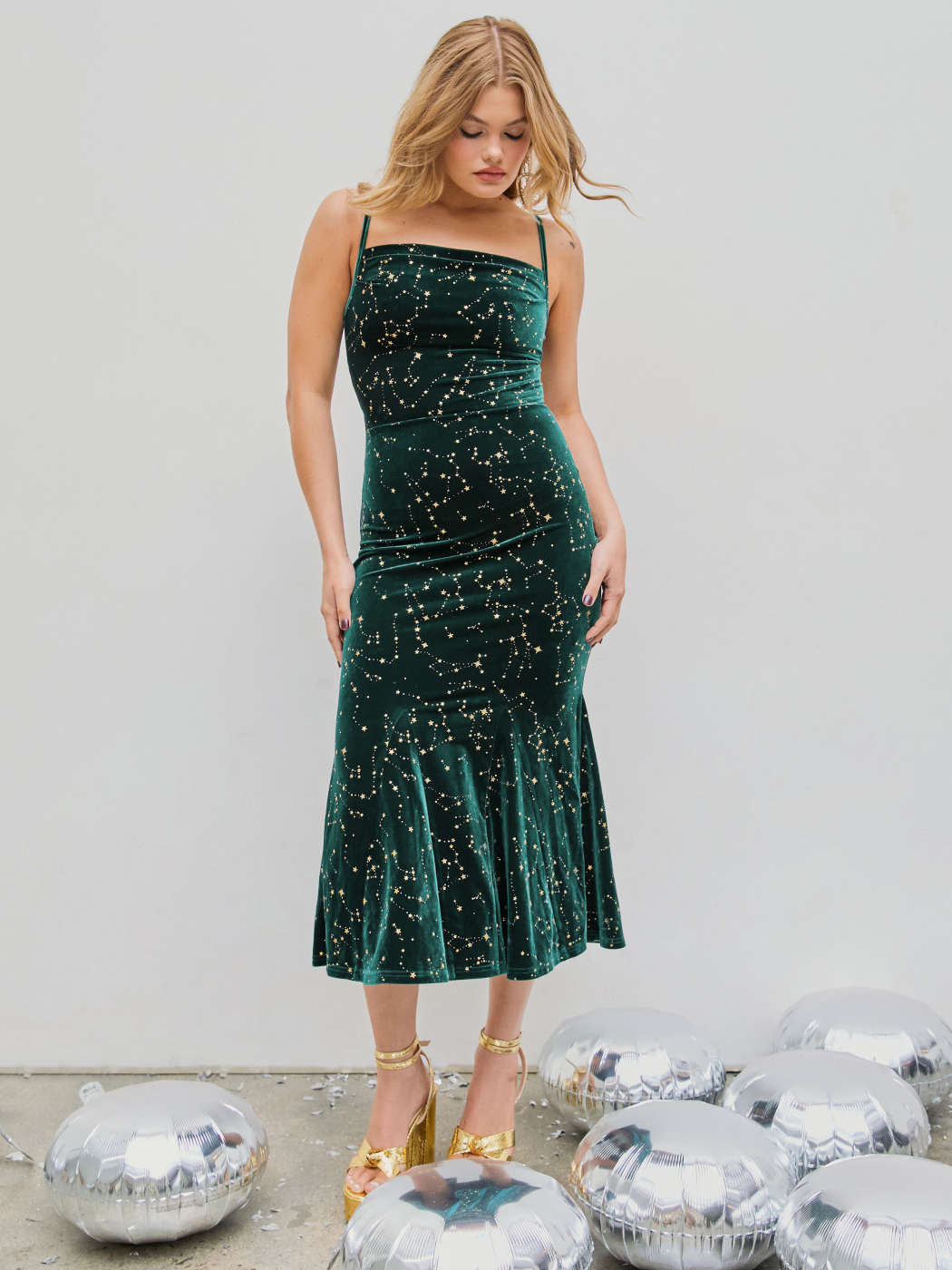 Formal Dresses Velvet Velvet Cowl Neck Star Ruched Mermaid Maxi