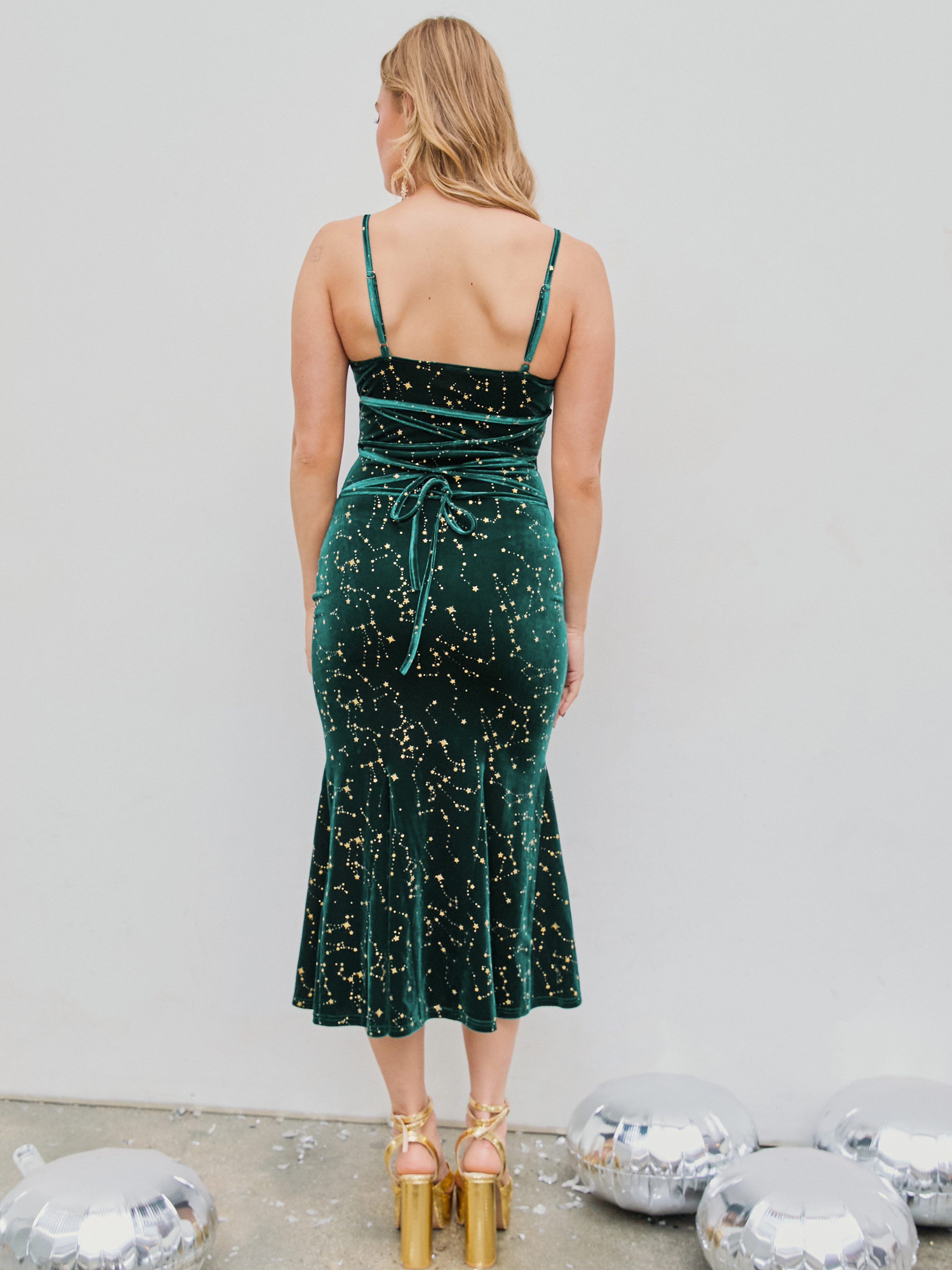 パーティードレス Crystal Embellished Cocktail Dress - Cutout Green BRIGHT Paillettes Sequin Party Dress / Teal Turquoise Green