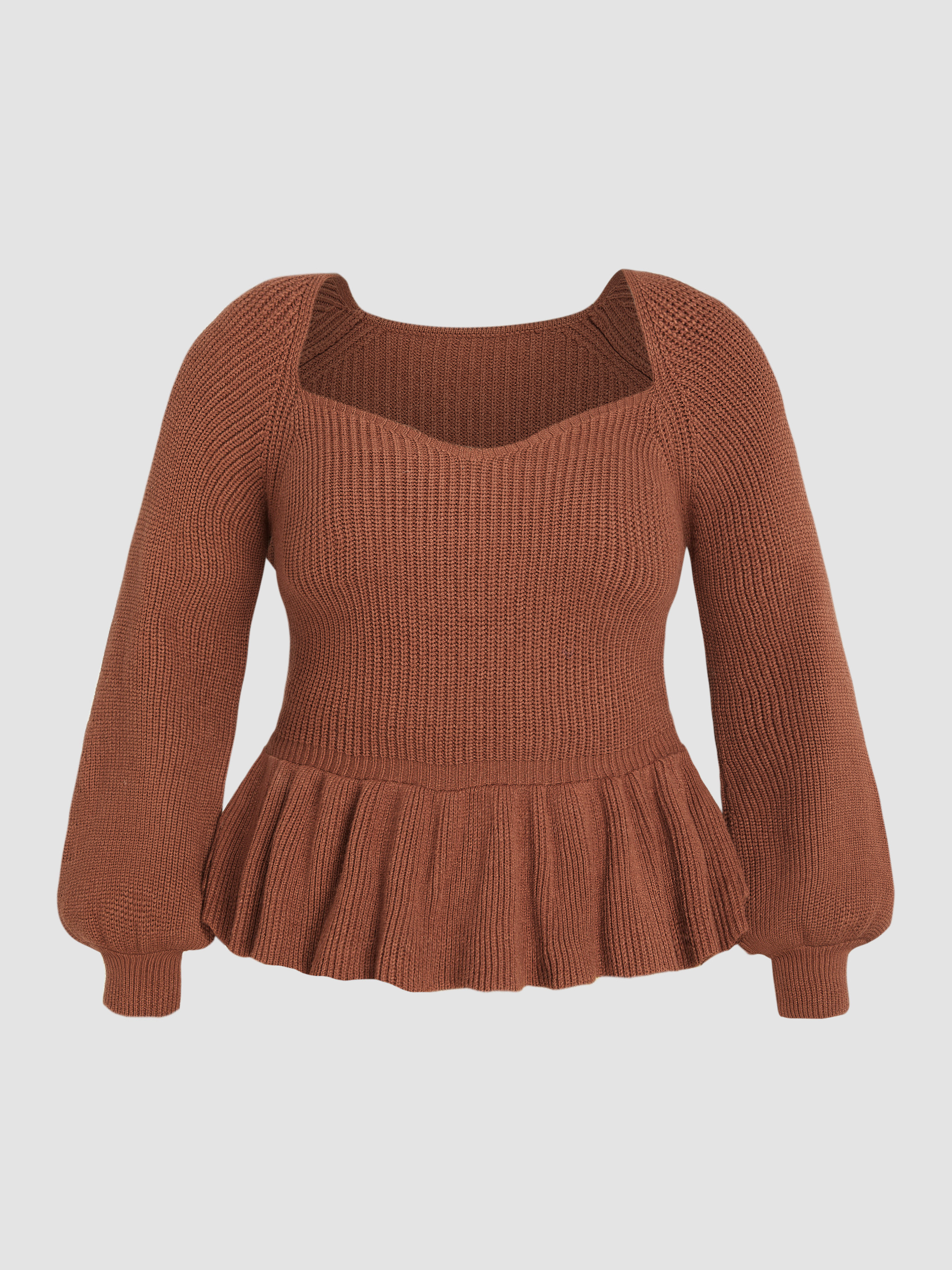 Explain This Knit Square Neck Long Sleeve Top main image 1