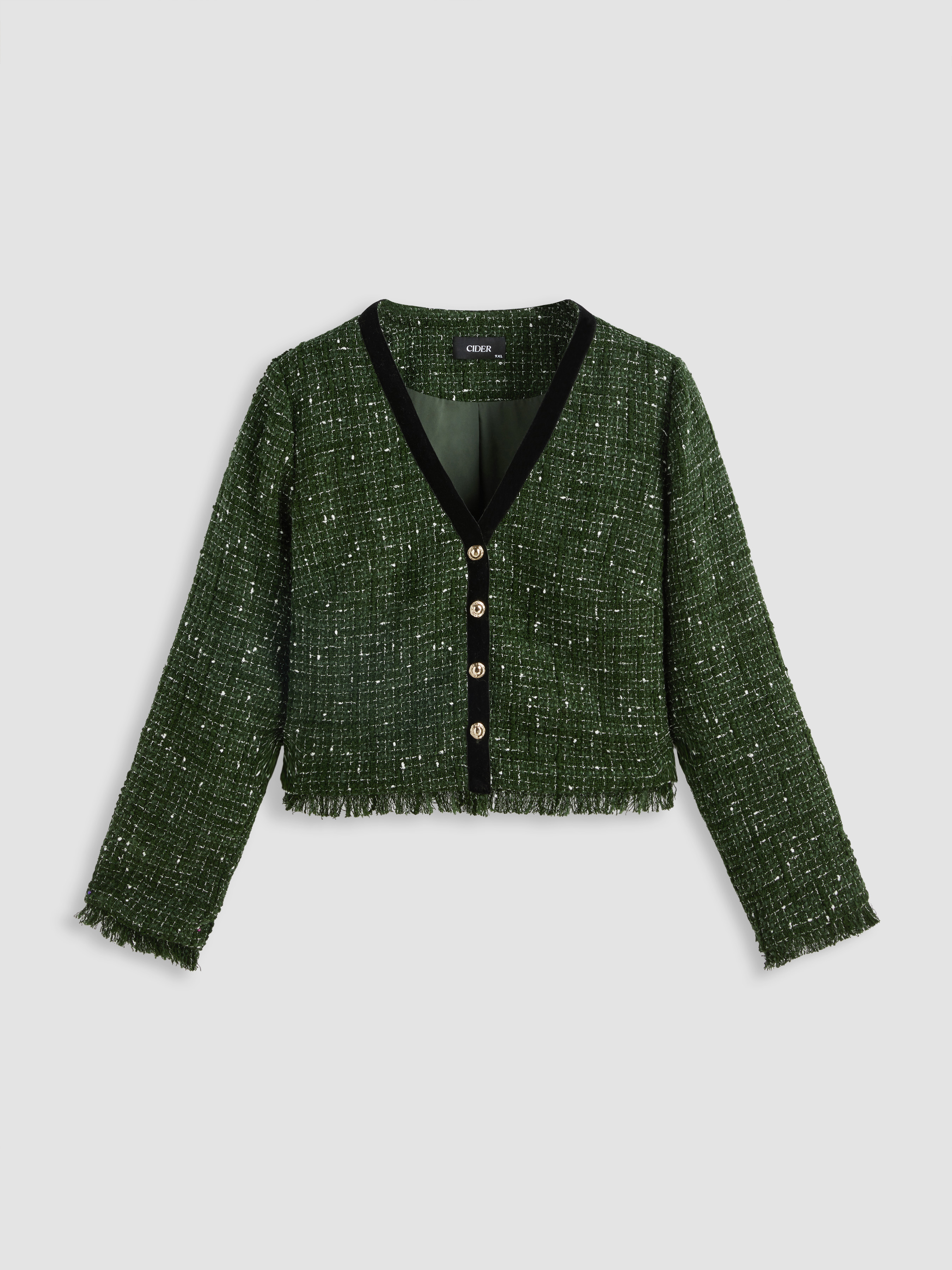 Woolblend Tweed Button Jacket Curve & Plus Cider