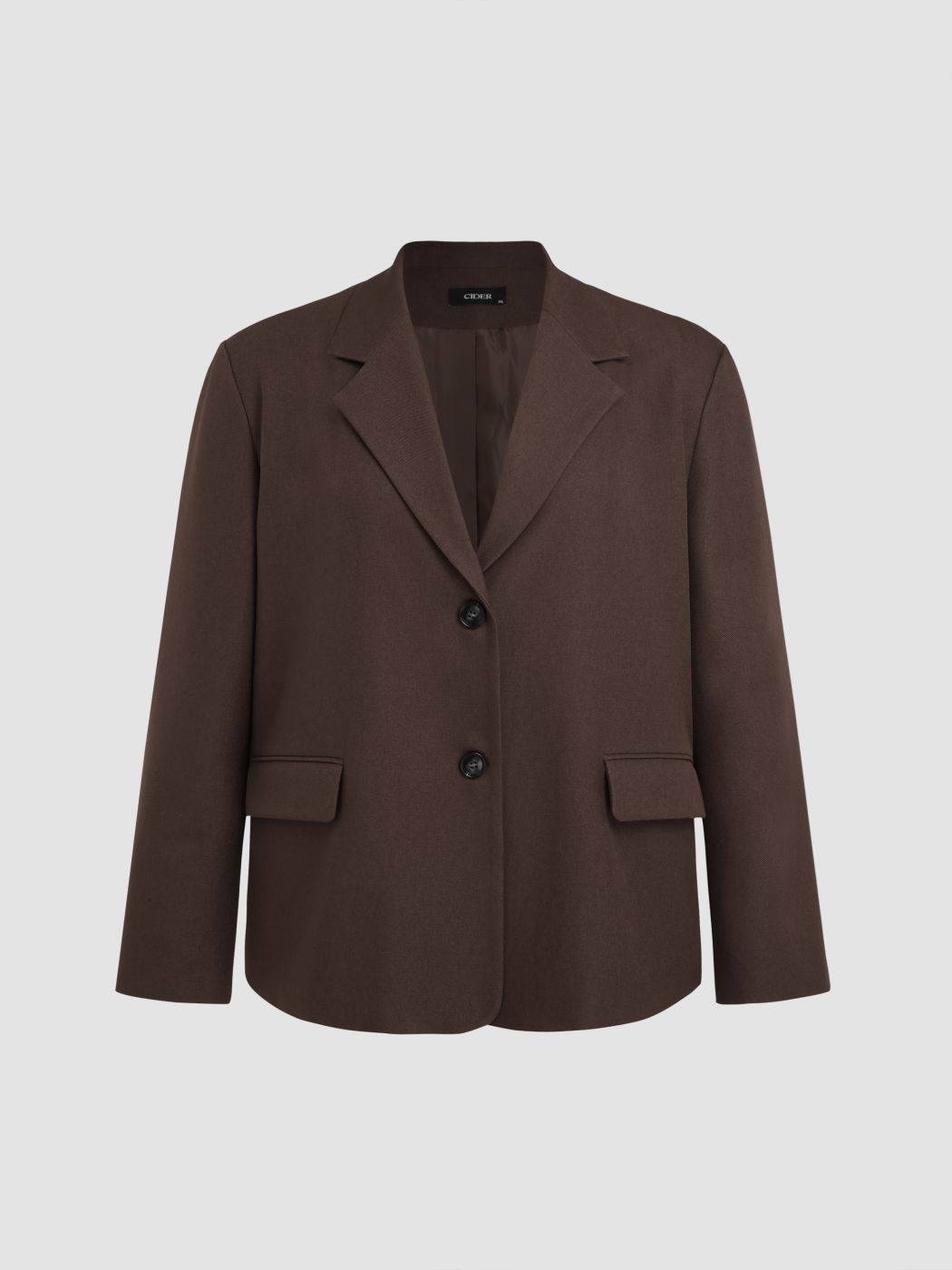  Blazer Sólido con Cuello Tejido Curvy