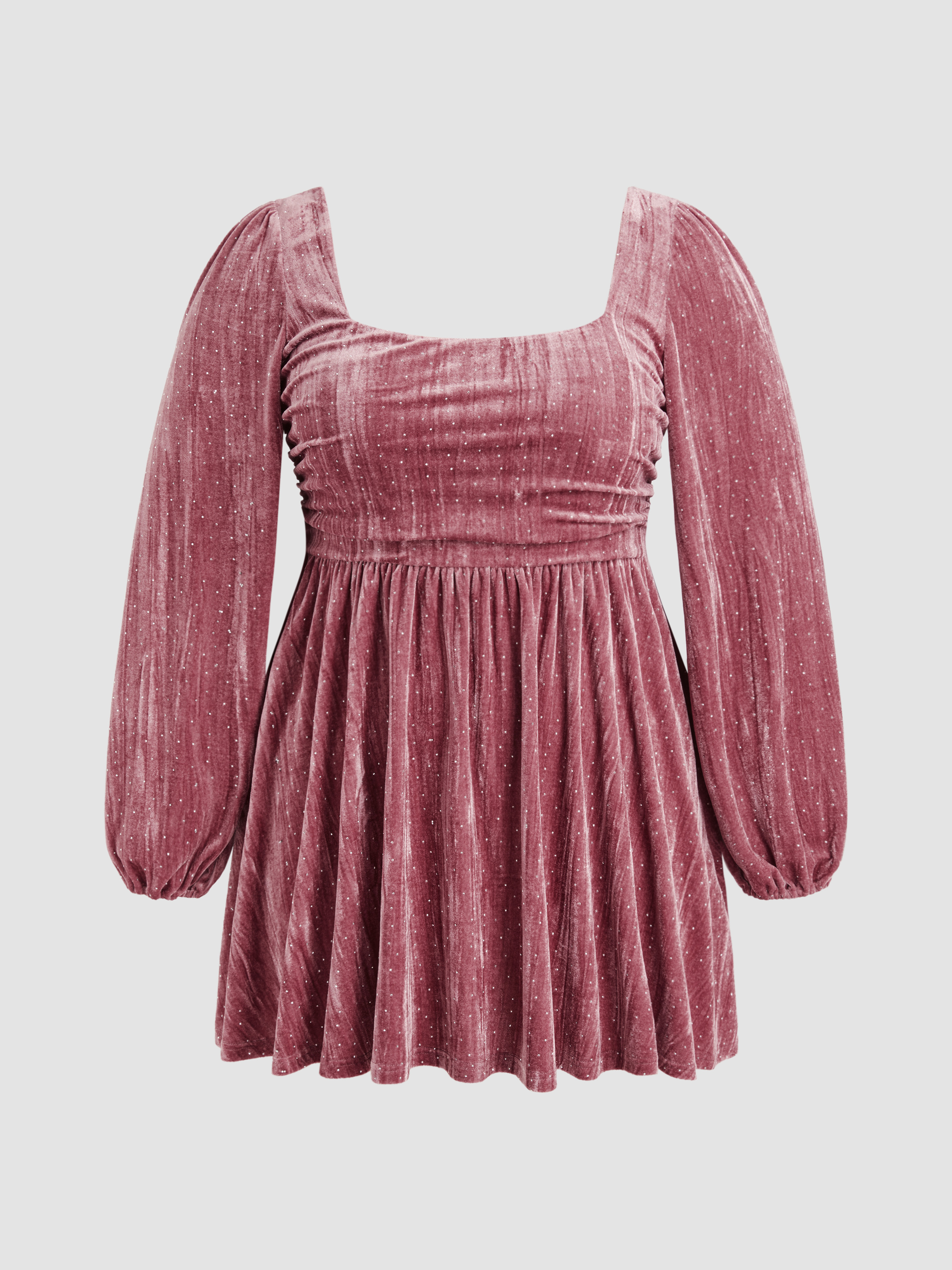 Velvet Velvet Square Neck Rhinestone Ruffle Mini Dress Curve & Plus For ...