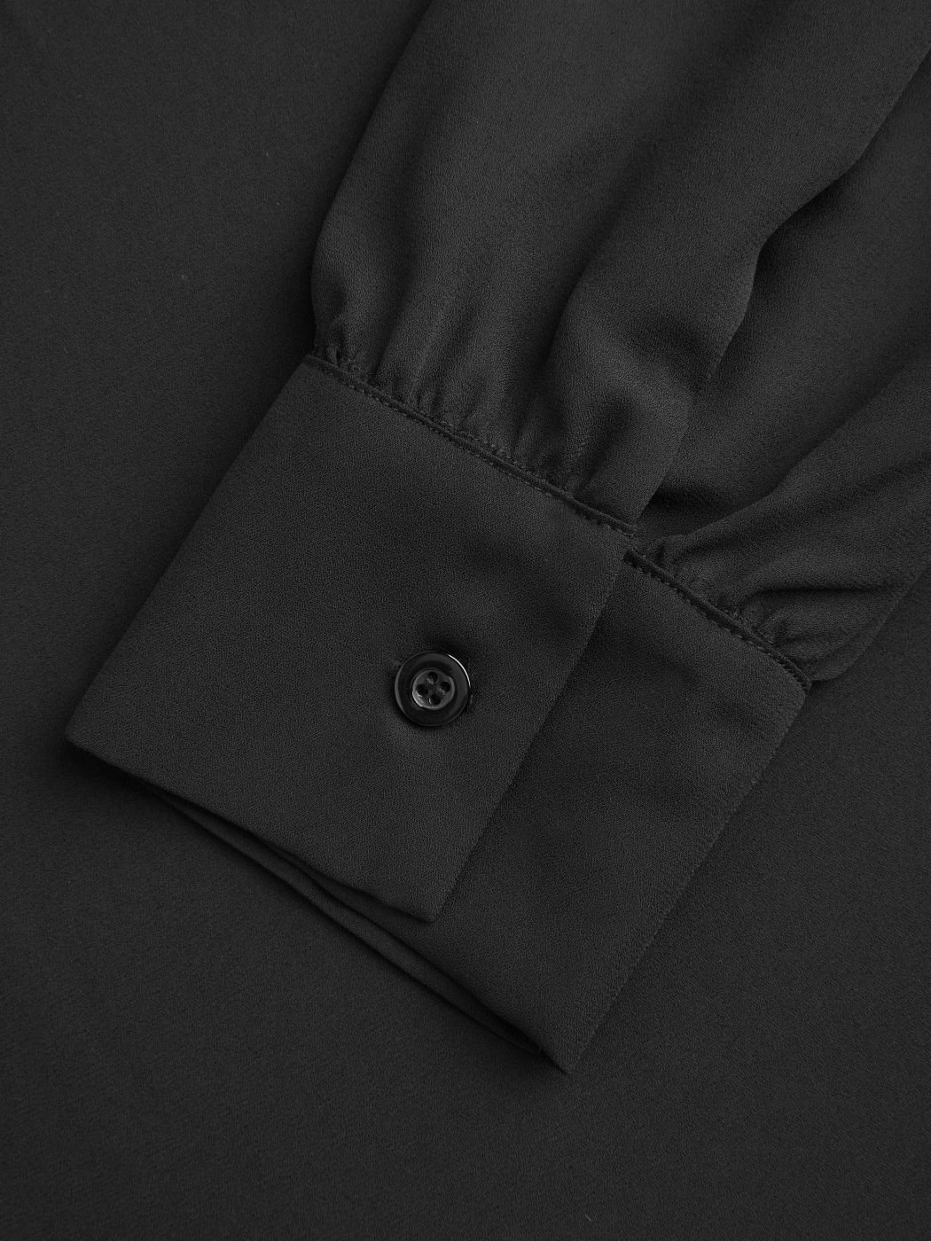  Chiffonkragen Solide Knopf Langarm Bluse